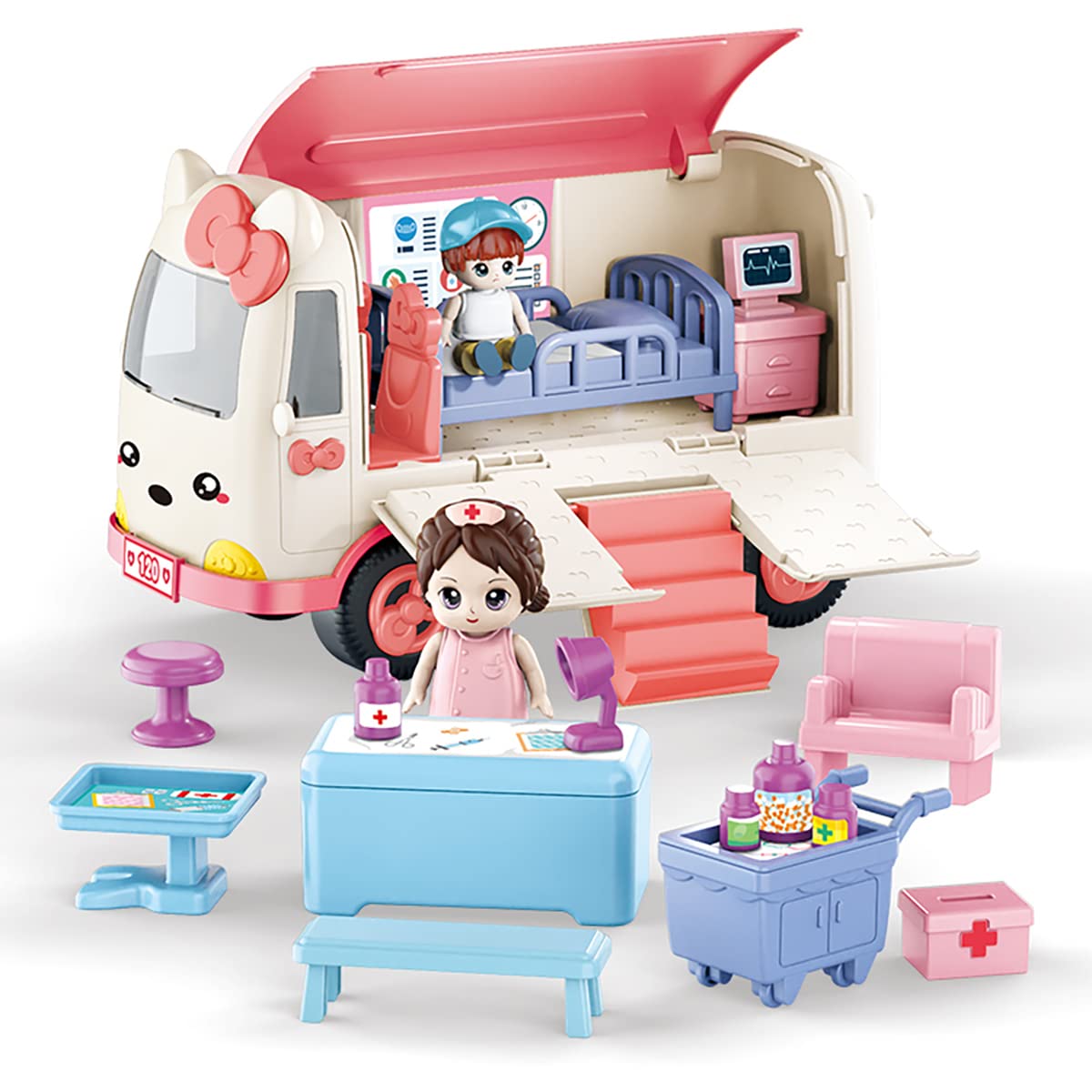 17-in-1 Ambulance Toy Car Set for Kids Ages 3-6 | Inertial Pull Back Vehicles for Boys & Girls | Toddler Learning Toys for Pretend Play, Emergency Rescue Scenes & STEM Development