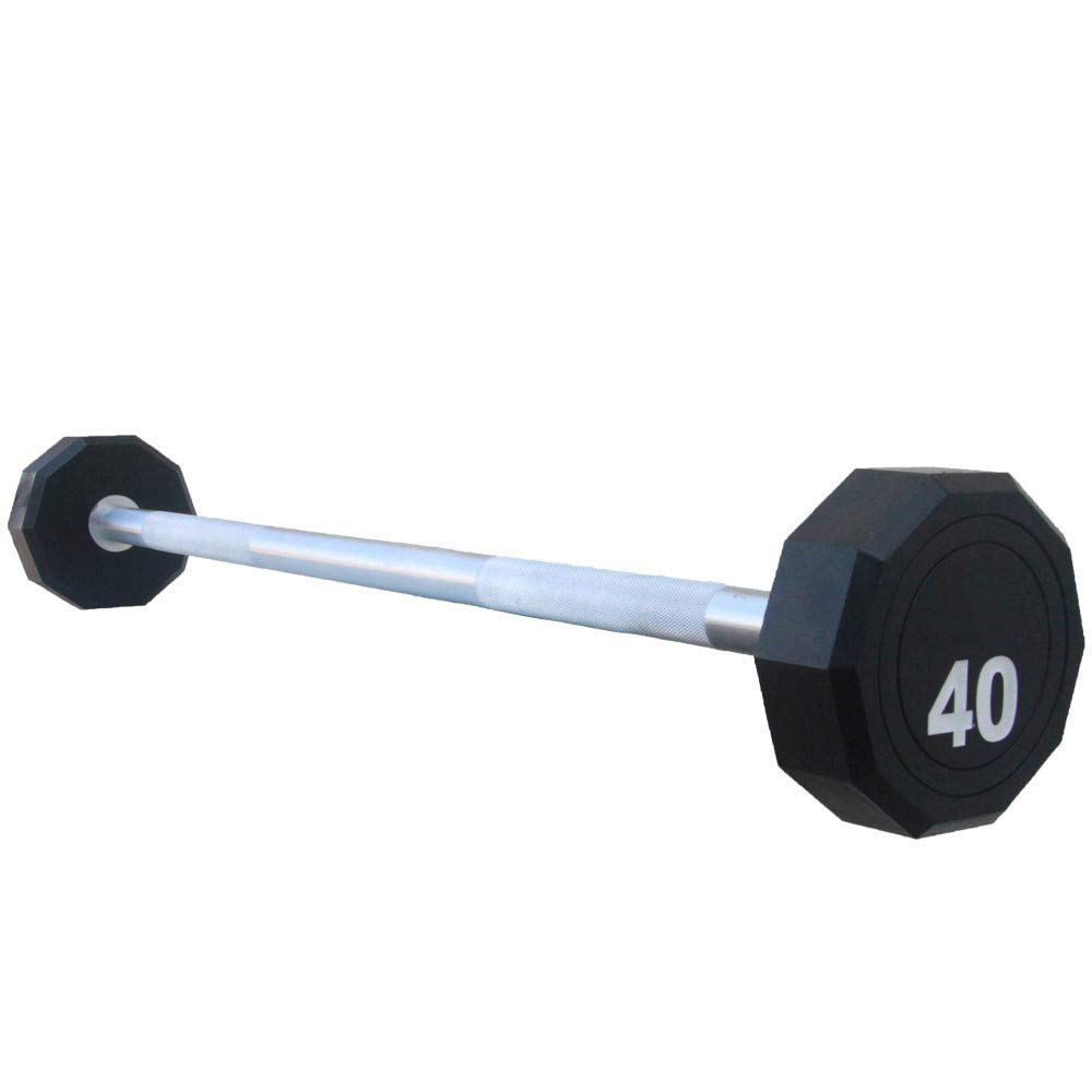 Fitness First 10-Sided Fixed Urethane Encased Straight Barbell - Premium Strength Training Equipment for Home Gym & CrossFit Workouts