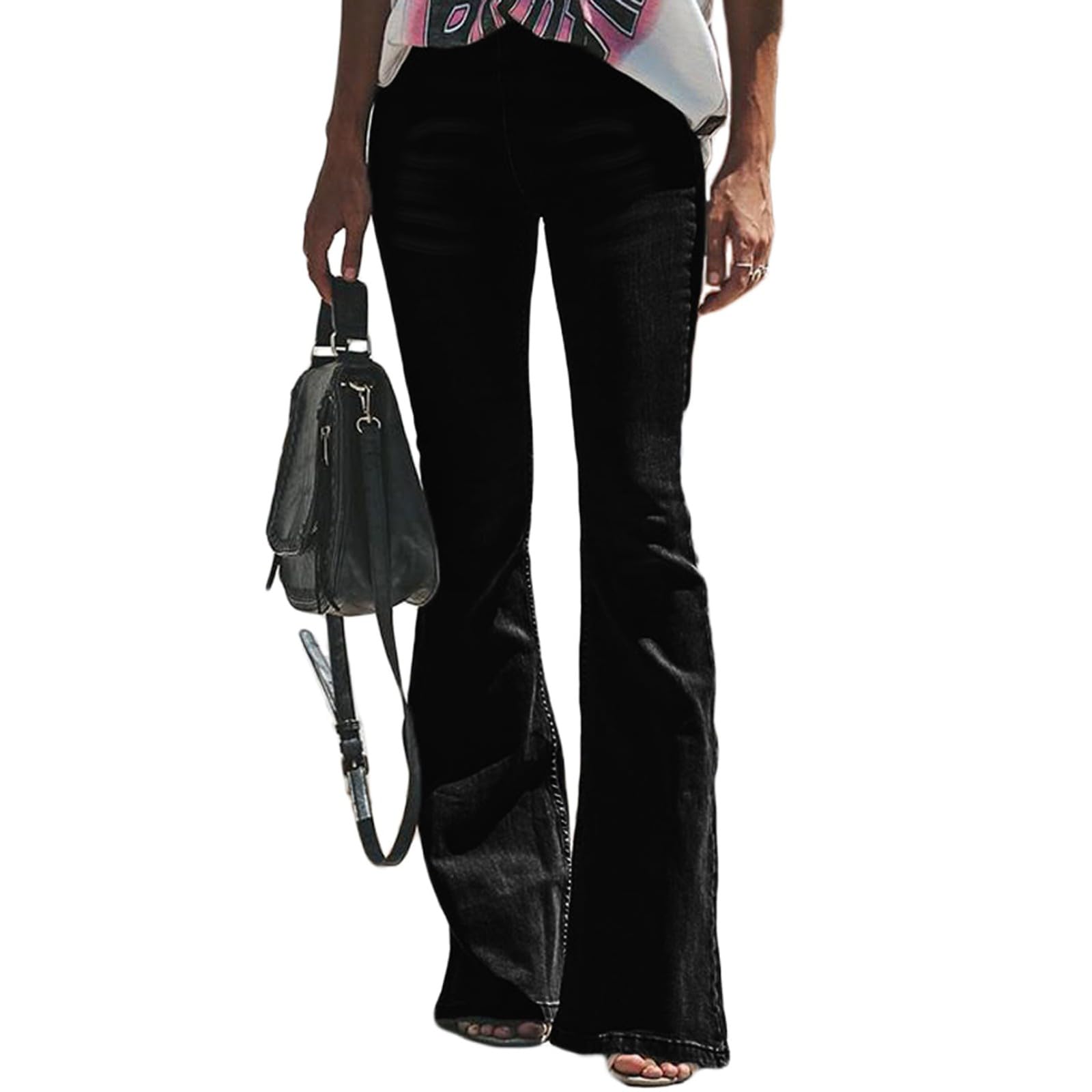 Stretchy Women's Flare Jeans - High Waist Bell Bottom Denim Pants with Pockets (Sizes 6-18) | Perfect for Casual Wear, Night Out & Retro Fashion