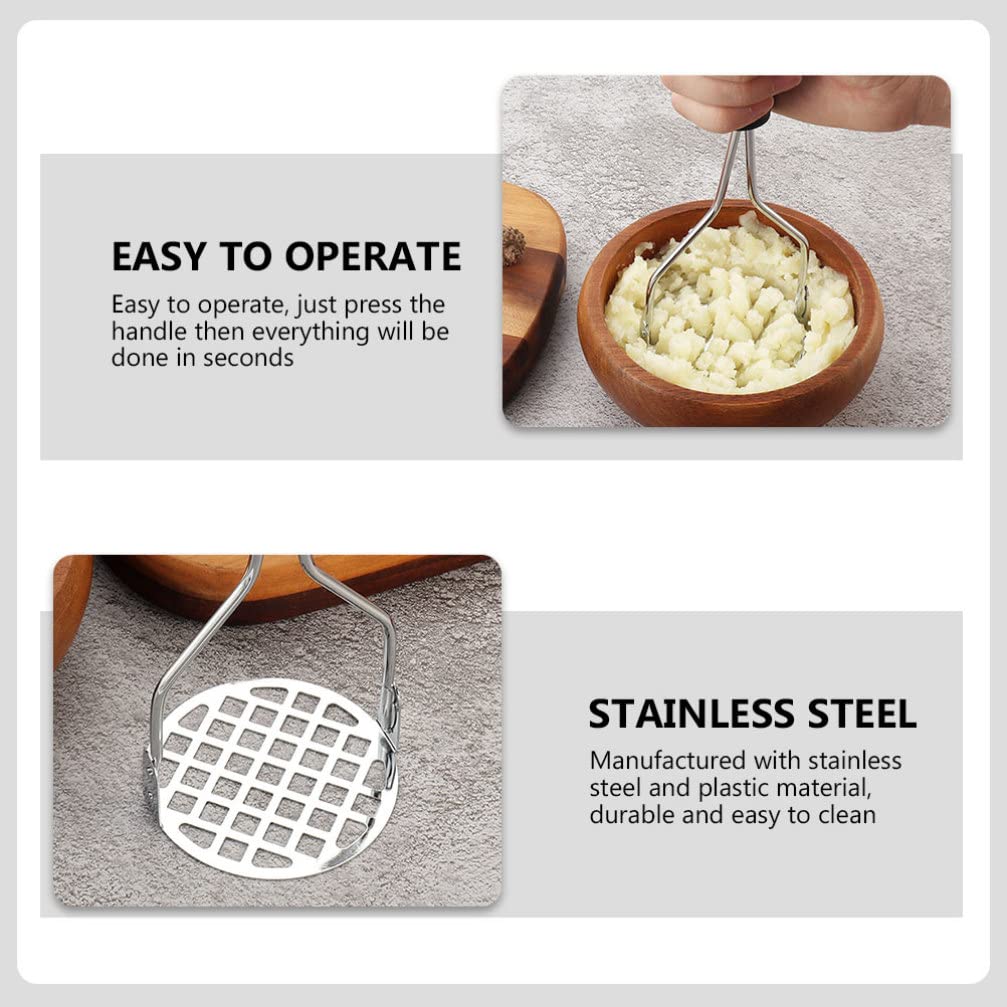 BESPORTBLE 2-Pack Manual Potato Masher - Heavy Duty Stainless Steel Potato Presser & Crusher for Kitchen - Perfect for Mashed Potatoes, Sweet Potatoes, Vegetables - Ideal for Home Cooking, Restaurants & Meal Prep