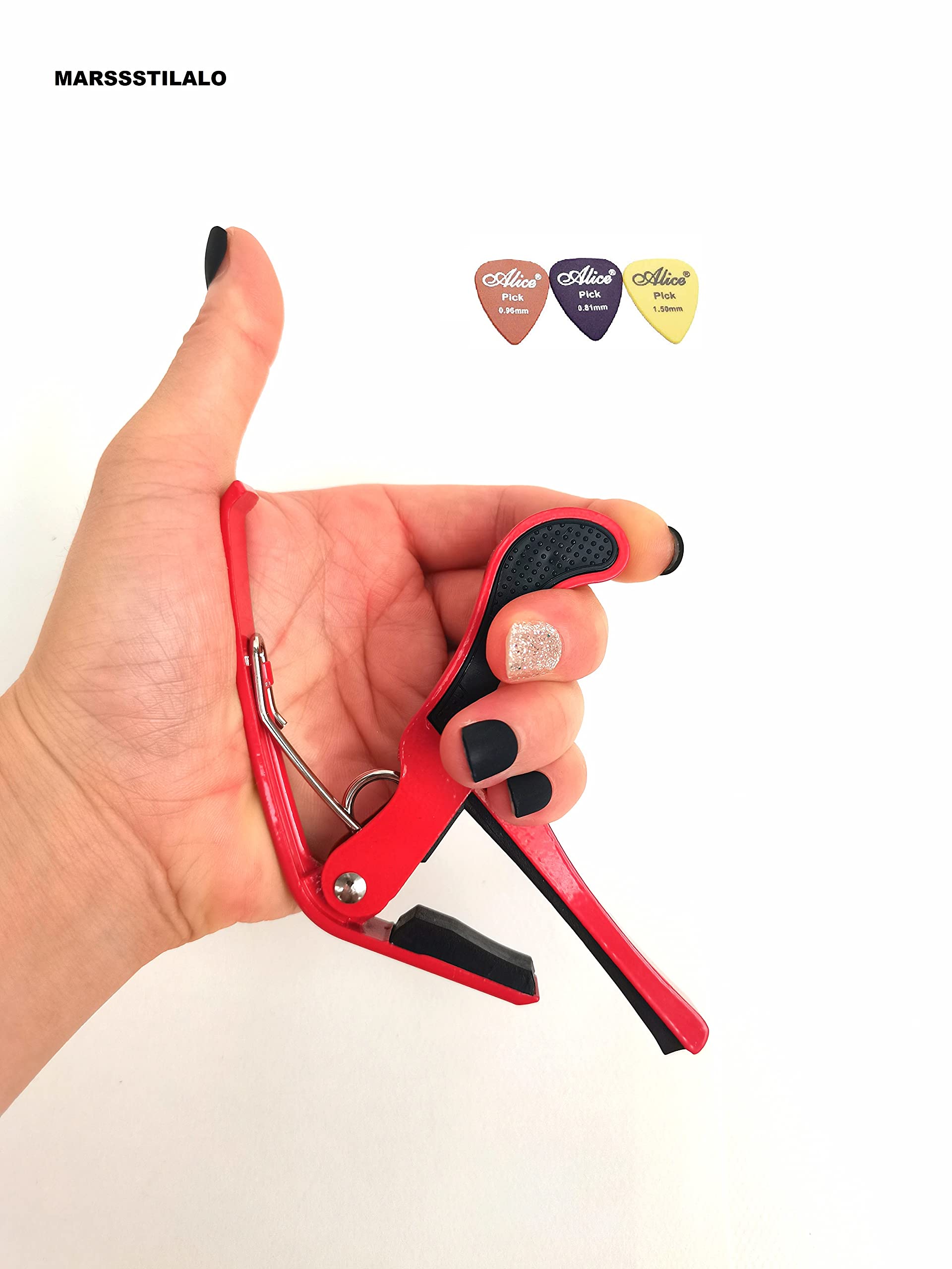 Professional Metal Capo for Acoustic & Electric Guitars & Bass - Red | Durable Guitar Accessory for Musicians & Performers | Perfect for Live Shows, Studio Recording & Practice Sessions