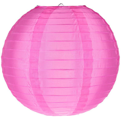36 Pack Hot Pink Jumbo Shimmering Nylon Lanterns - Even Ribbing Design, Durable Outdoor Hanging Decorations for Patio, Garden, Wedding & Party Decor
