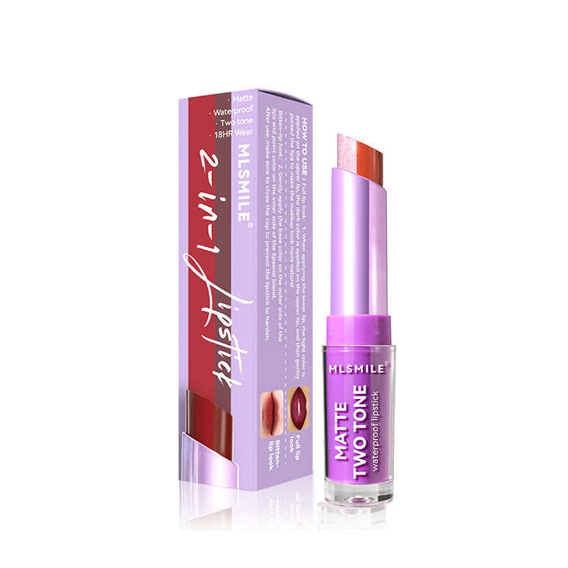 MLSMILE Two Tone Lipstick - Long Lasting Matte & Glossy Dual Color Lipstick for Women - Perfect for Day & Night Makeup Looks