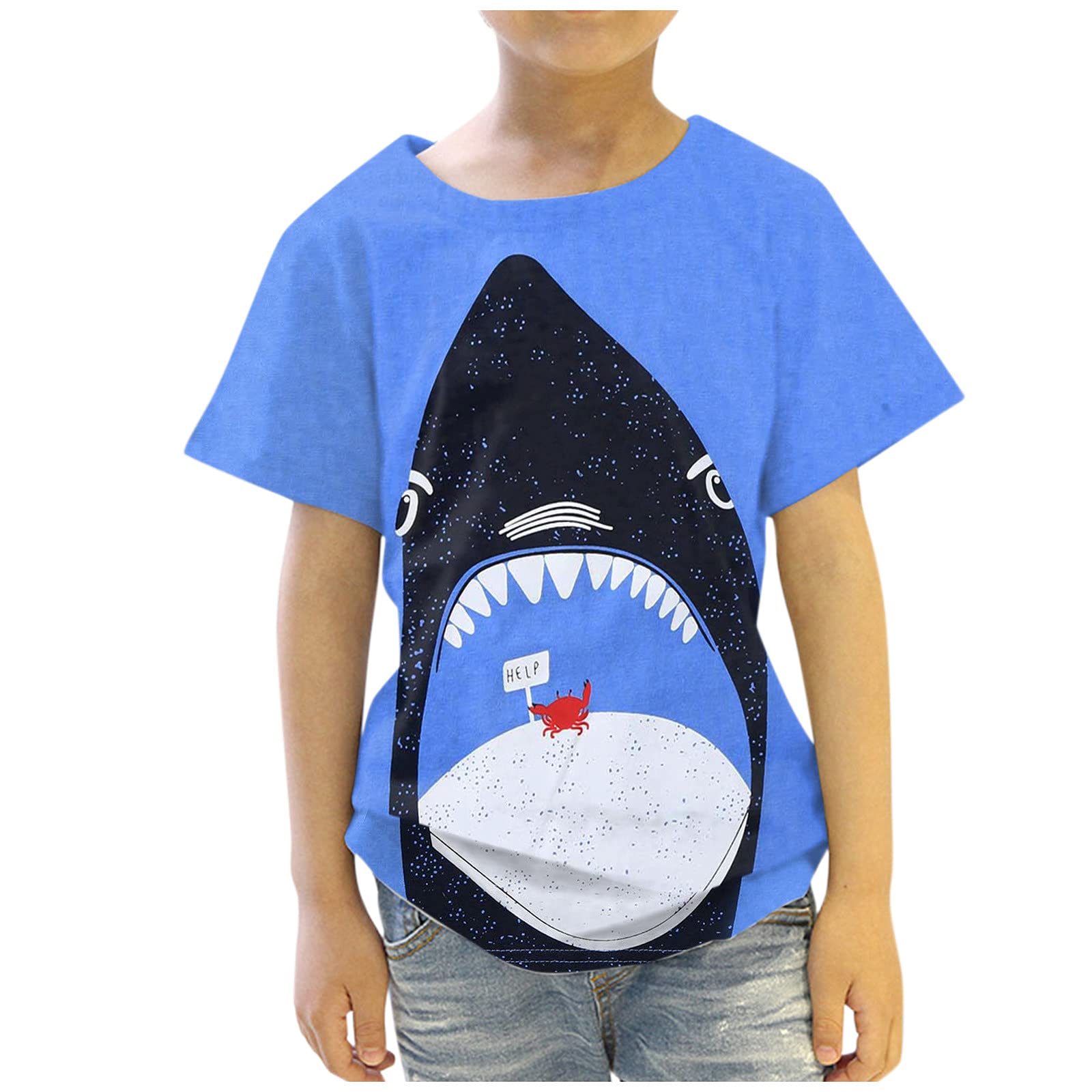 Boys' Pattern Print T-Shirt Size 7 - Casual Sweatshirt for School & Play