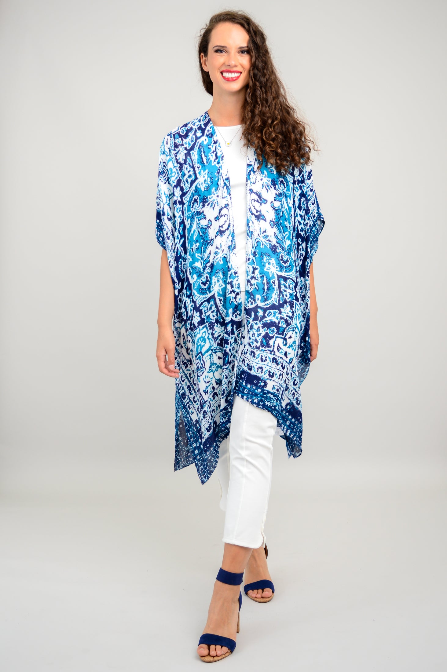Darcy Teal Mandala Print One Size Scarf - Boho Chic Fashion Accessory for Women, Perfect for Yoga, Meditation, and Beach Outfits