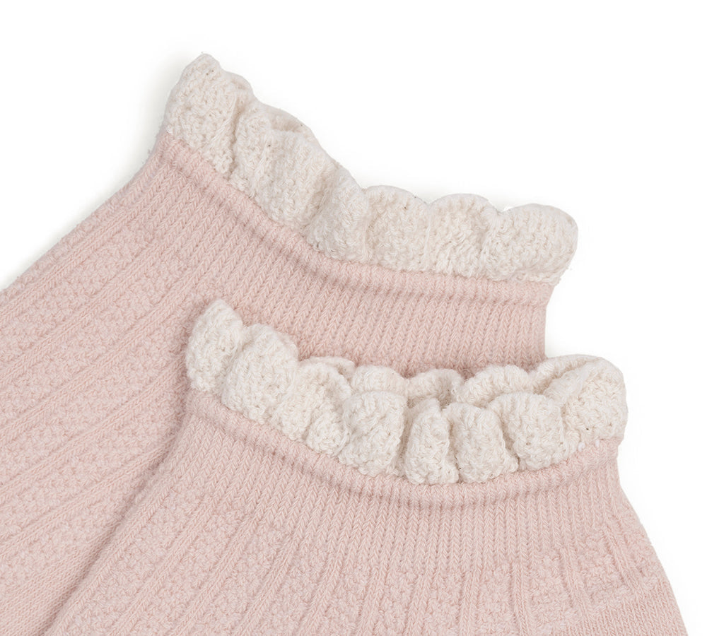 TARRAMARRA® 100% Cotton Ruffle Ankle Socks for Women - Breathable & Comfortable Shallow Mouth Socks - Perfect for Casual Wear, Home & Office