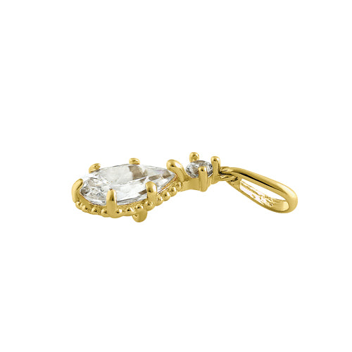 14K Solid Yellow Gold Pear Cut CZ Pendant Necklace for Women - Elegant Cubic Zirconia Jewelry Gift for Birthday, Anniversary & Special Occasions