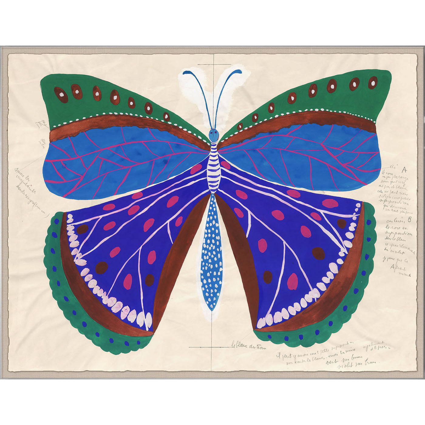 Paule Marrot Blue Butterfly Print Scarf - Elegant Fashion Accessory for Women, Perfect for Spring Outfits & Special Occasions