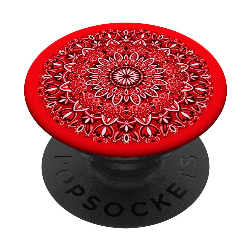 Red Mandala PopSockets Adhesive PopGrip - Swappable Phone Grip & Stand for iPhone, Samsung & Smartphones - Perfect for Yoga, Meditation & Boho Style