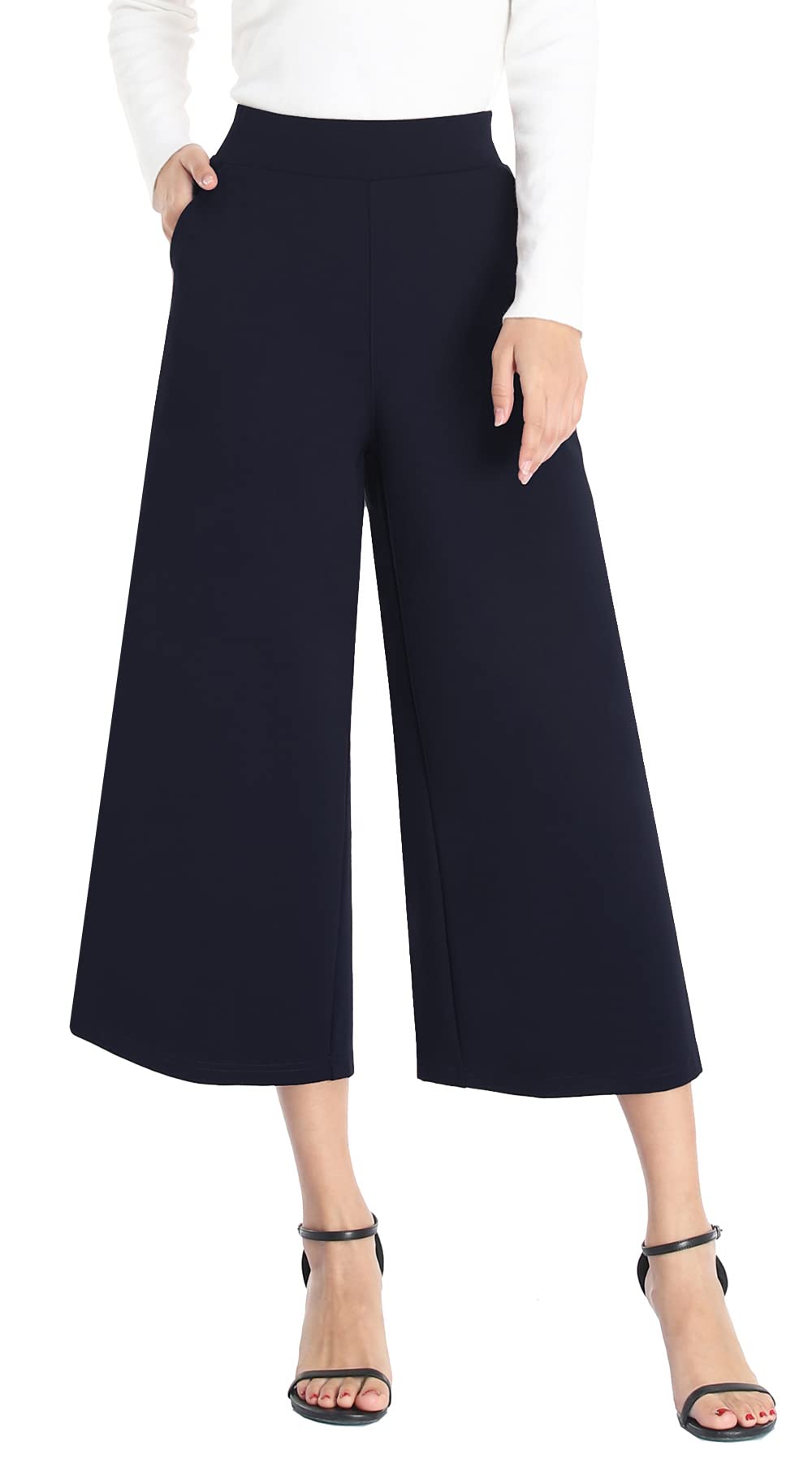 **MISS MOLY Women's Wide Leg Palazzo Pants - Business Casual Cropped Capris for Office & Travel | Comfortable & Stylish Work Pants**