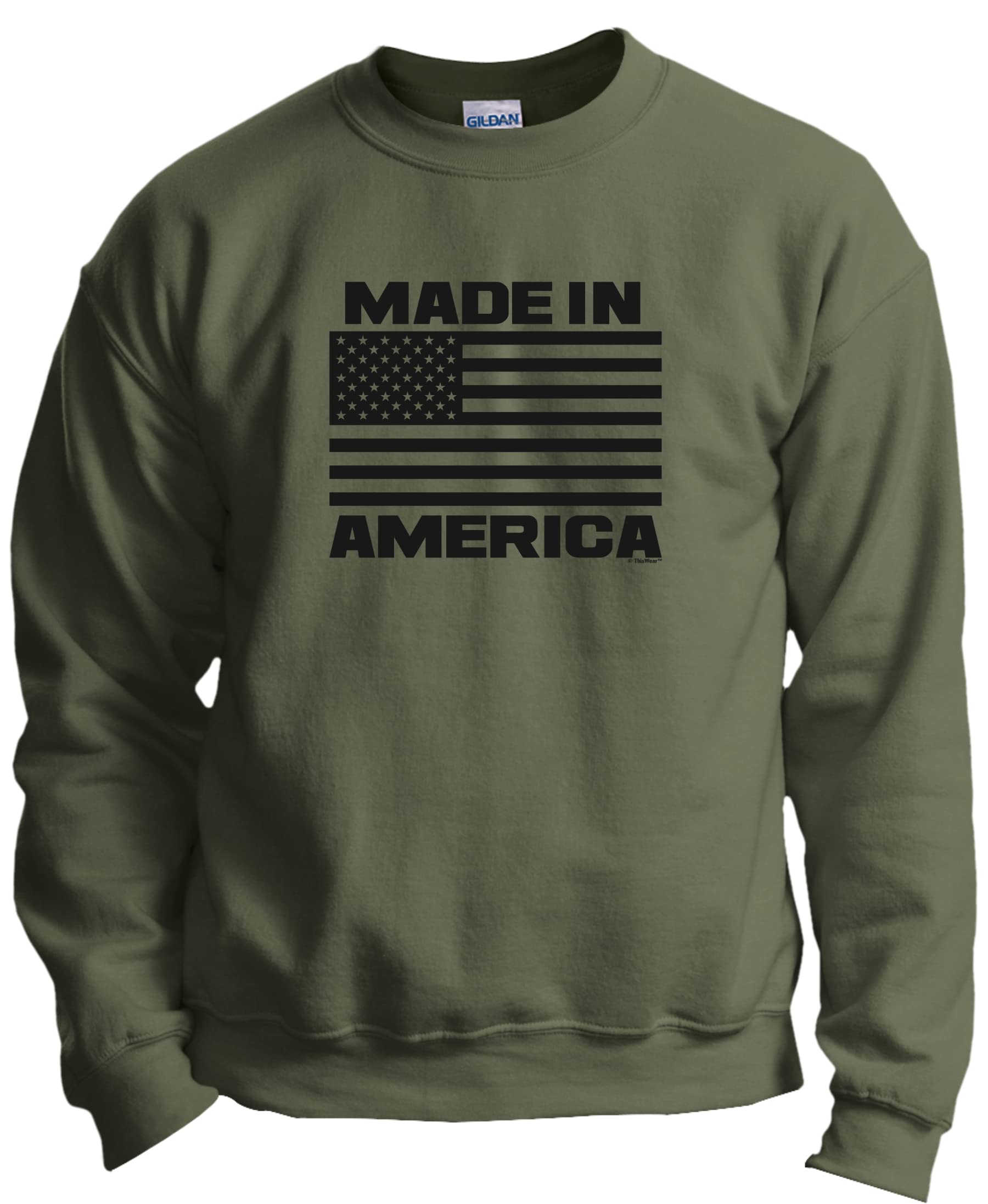 American Made US Flag Long Sleeve Crewneck Sweatshirt - Patriotic Pullover for Men & Women - Perfect for 4th of July, Veterans Day & Outdoor Activities