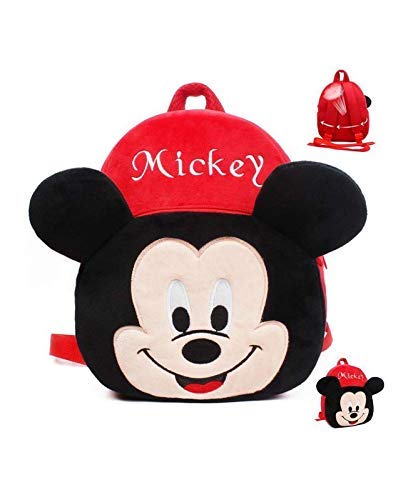 **Mickey Mouse Plush School Backpack for Kids - Soft Cartoon Character Backpack for Boys & Girls (Red) - Perfect for Preschool, Kindergarten & Daycare**