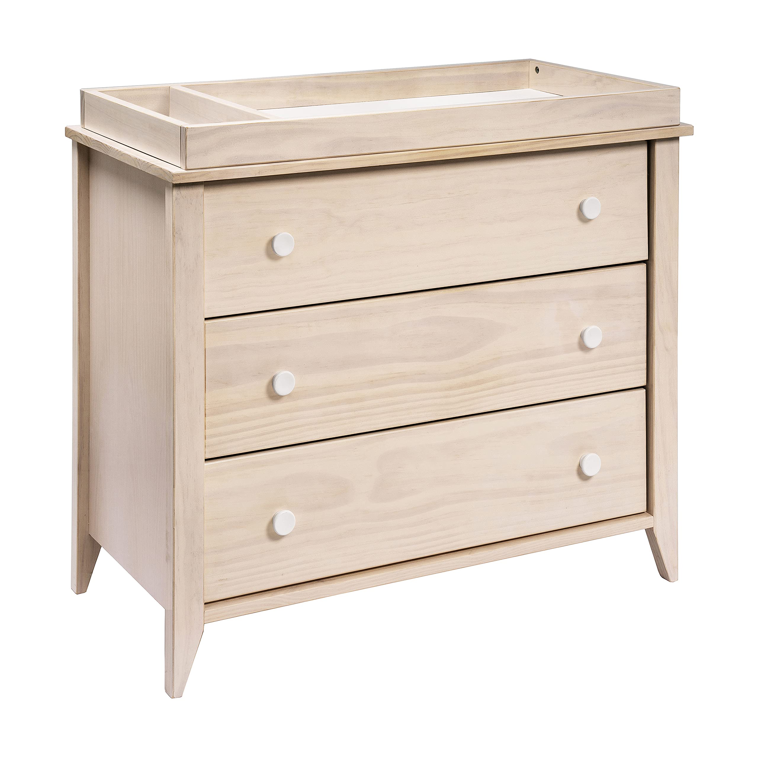 Babyletto Sprout 3-Drawer Changing Table Dresser with Removable Changing Tray - Washed Natural & White - Greenguard Gold Certified - Perfect Nursery Furniture for Diaper Changes & Baby Clothes Storage