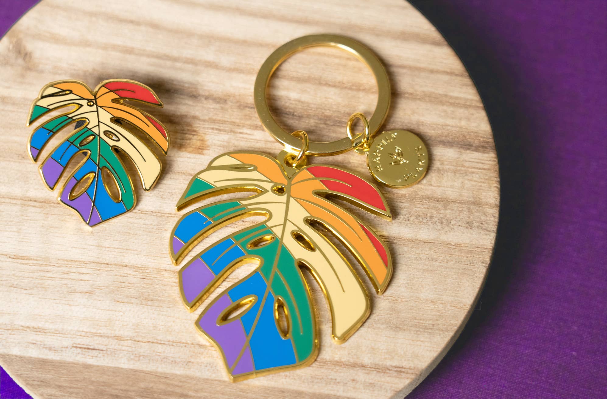 Monstera Pride Rainbow Plant Keychain - LGBTQ+ Gifts for Pride Month, Birthday, Party Favors | Perfect for Backpacks, Keyrings & Pride Events