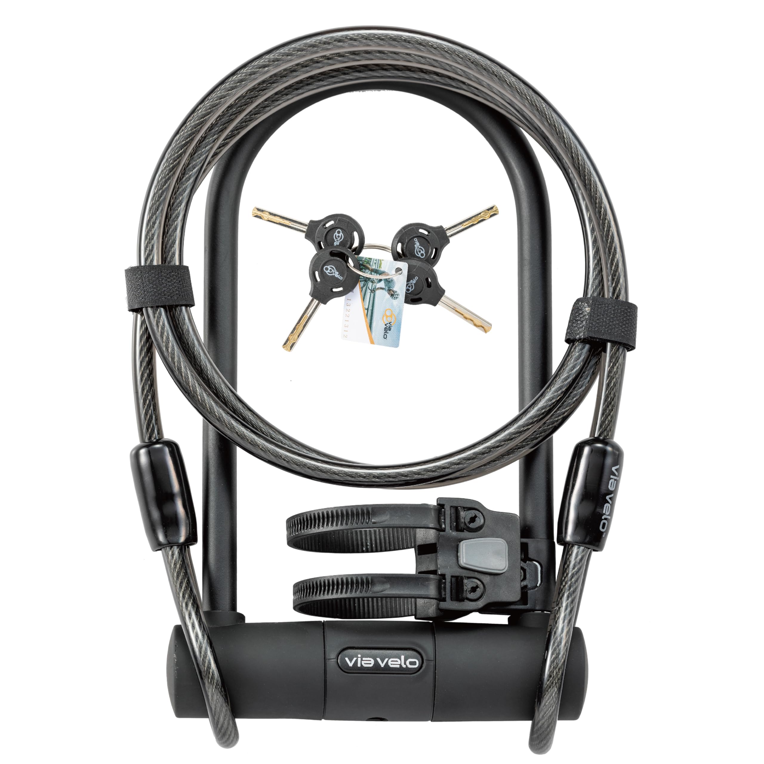 Via Velo Heavy Duty Bike U Lock with 6ft Cable - 15mm Anti-Theft Shackle (9.25