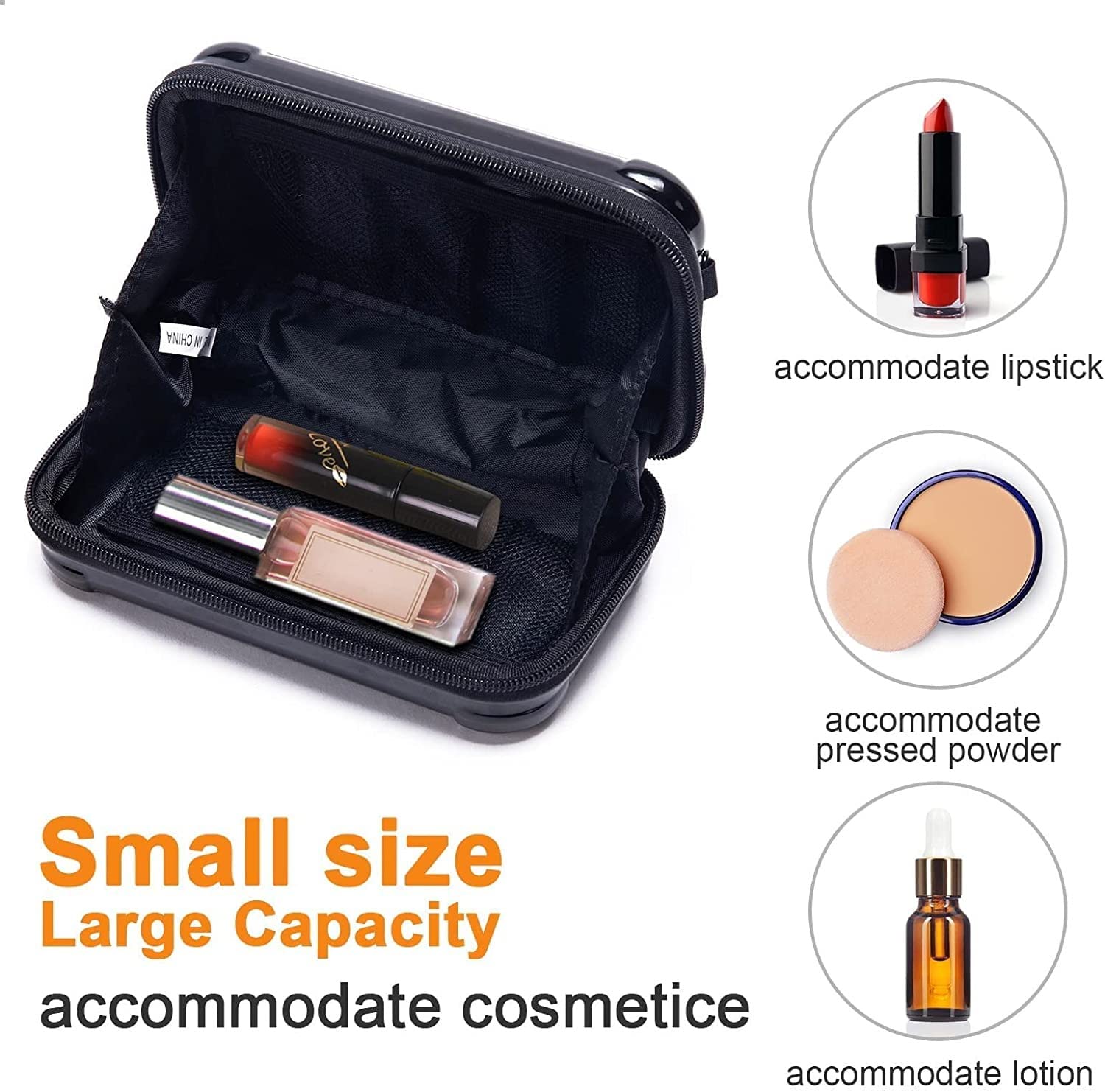 Hard Shell Cosmetic Case - Waterproof & Shockproof Toiletry Bag for Women, Mini Crossbody Purse with Wrist Strap, Silver Travel Makeup Organizer - Perfect for Parties, Travel & Daily Essentials Storage