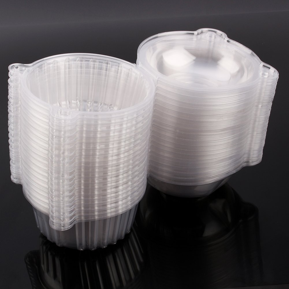 100pcs Clear Plastic Cupcake Boxes with Lids - Individual Dome Containers for Muffins, Cake Pops & Desserts - Perfect for Bakery, Party Favors & Gift Packaging