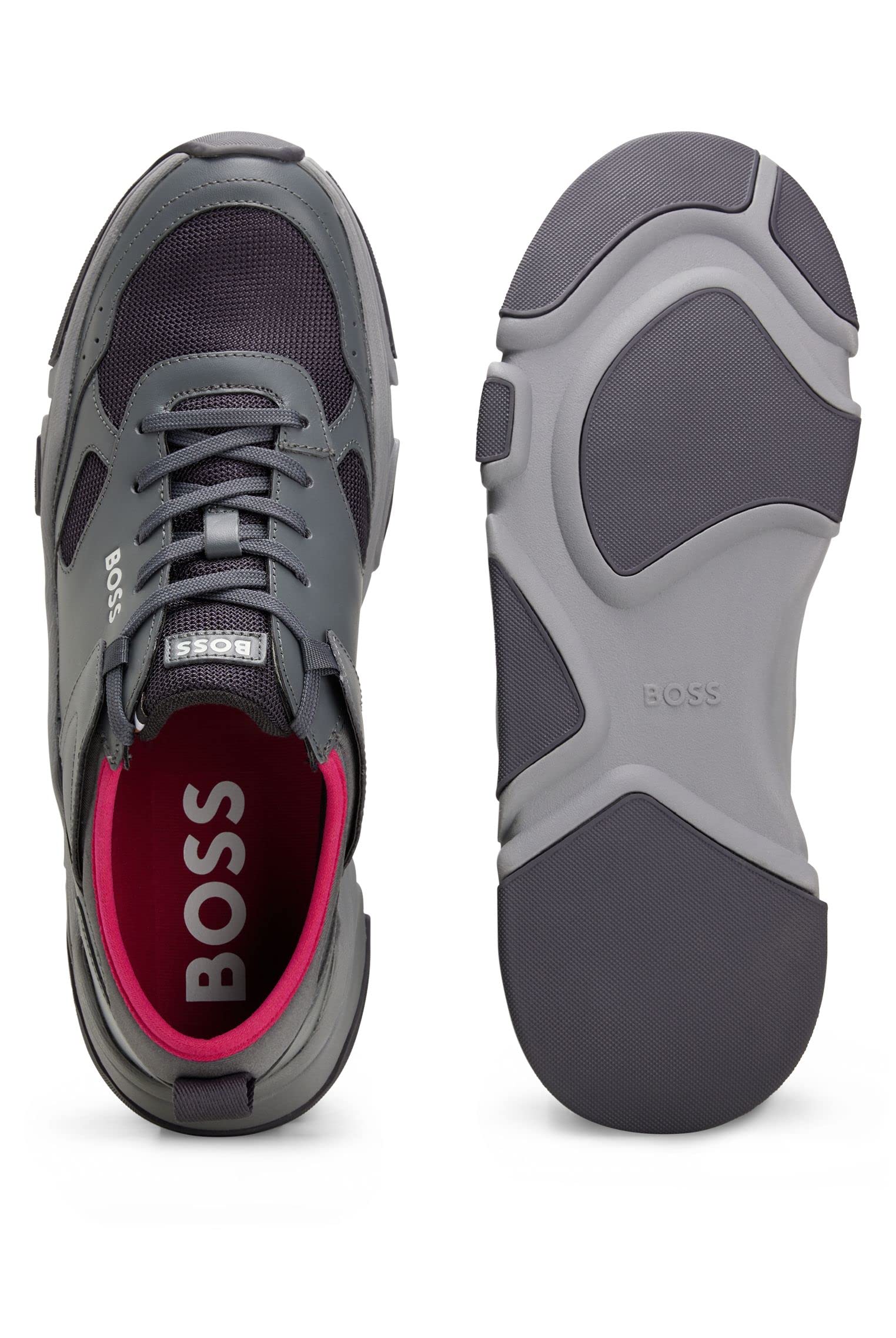 BOSS Men's Asher Runn Logo-Detail Trainers - Lightweight Running Shoes for Men in Mixed Materials | Size [X-XX] | Perfect for Jogging, Gym Workouts & Casual Wear