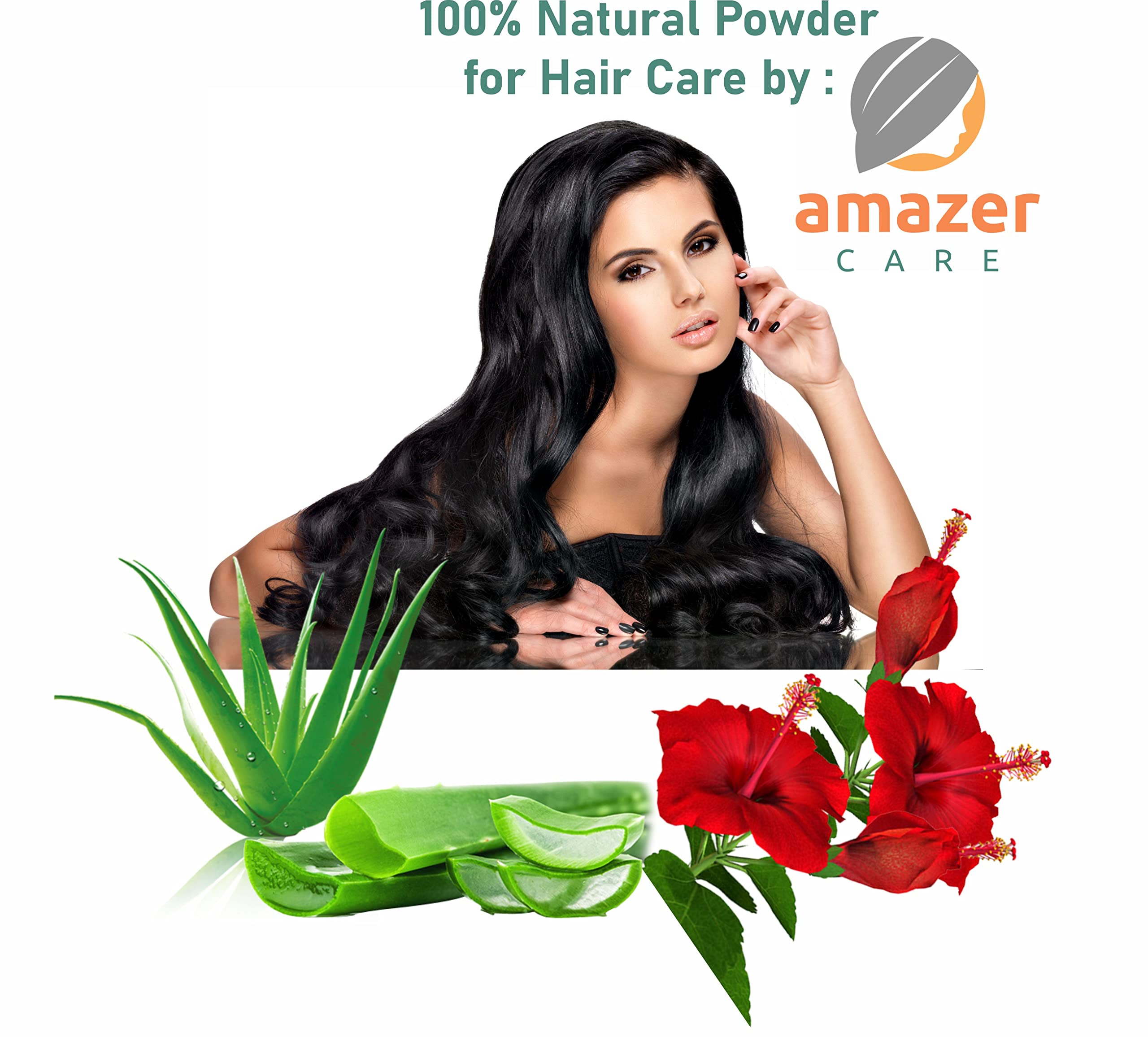 AmazerCare 100% Natural Hibiscus & Aloe Vera Powder Combo for Hair Growth & Skin Care (175g + 150g) - DIY Hair Mask, Face Pack, Scalp Treatment & Beauty Routine Essential