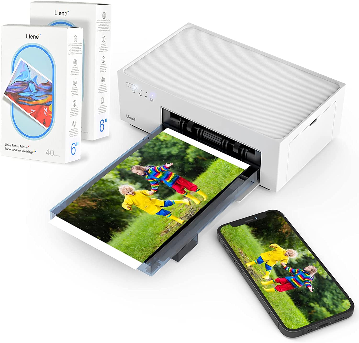 Liene 4x6'' Instant Photo Printer (Battery Edition) - Wireless Dye Sublimation Printer with 100 Sheets & 3 Ink Cartridges - Compatible with iPhone, Android, Smartphones & Computers - Perfect for Travel, Home, Parties & Scrapbooking