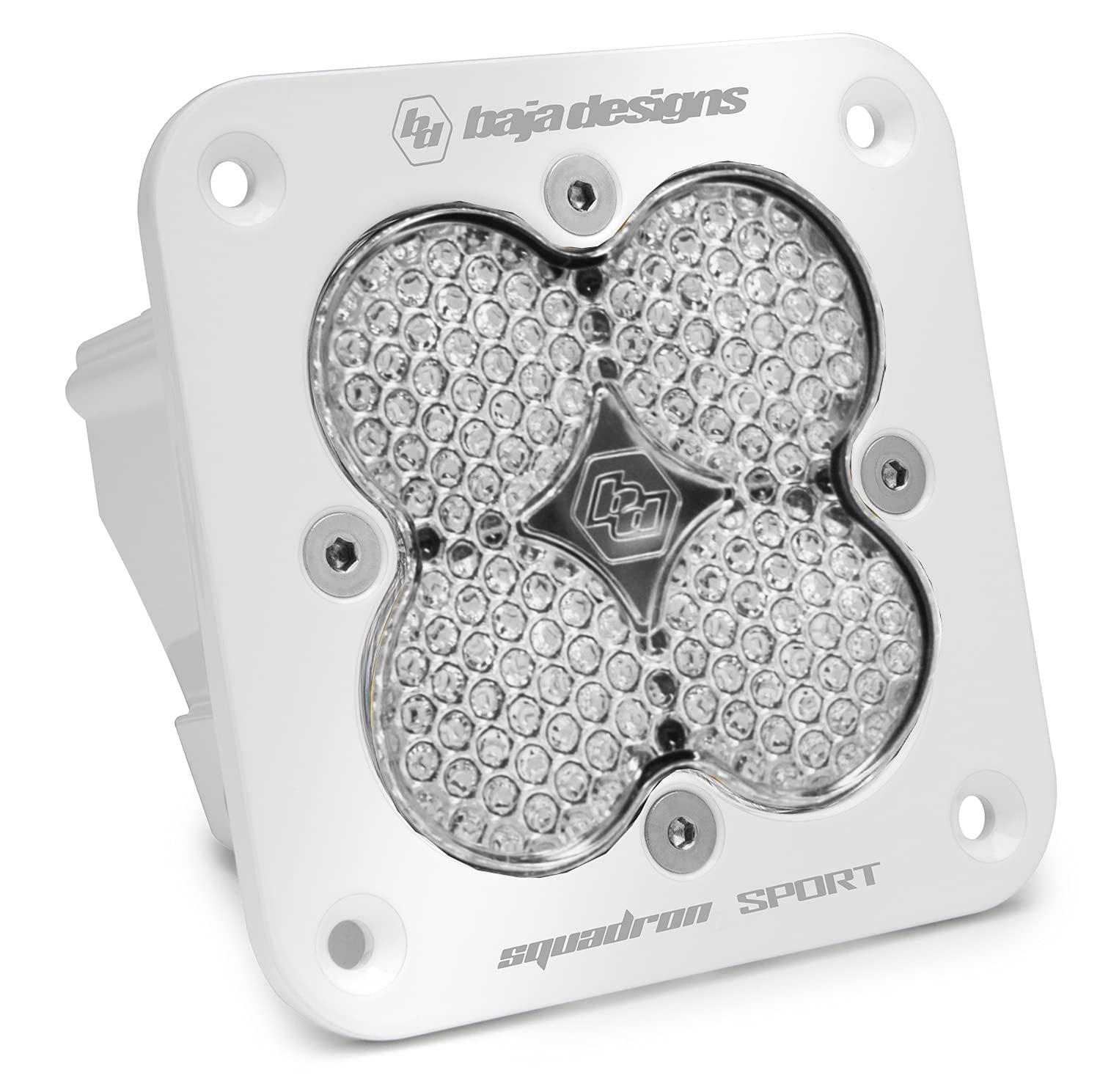 Baja Designs Squadron Sport Flush Mount LED Auxiliary Light Pod - Super Bright Off Road LED Lights for Trucks & SUVs - Waterproof Driving Headlights with Work/Scene Pattern (White, Clear) - Perfect for Off-Roading, Camping & Emergency Lighting