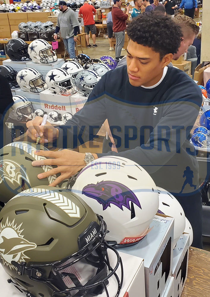 Kyle Hamilton Autographed Baltimore Ravens NFL Helmet - Limited Edition Salute to Service Speed Authentic - Perfect for Collectors, Fans, and Game Room Displays