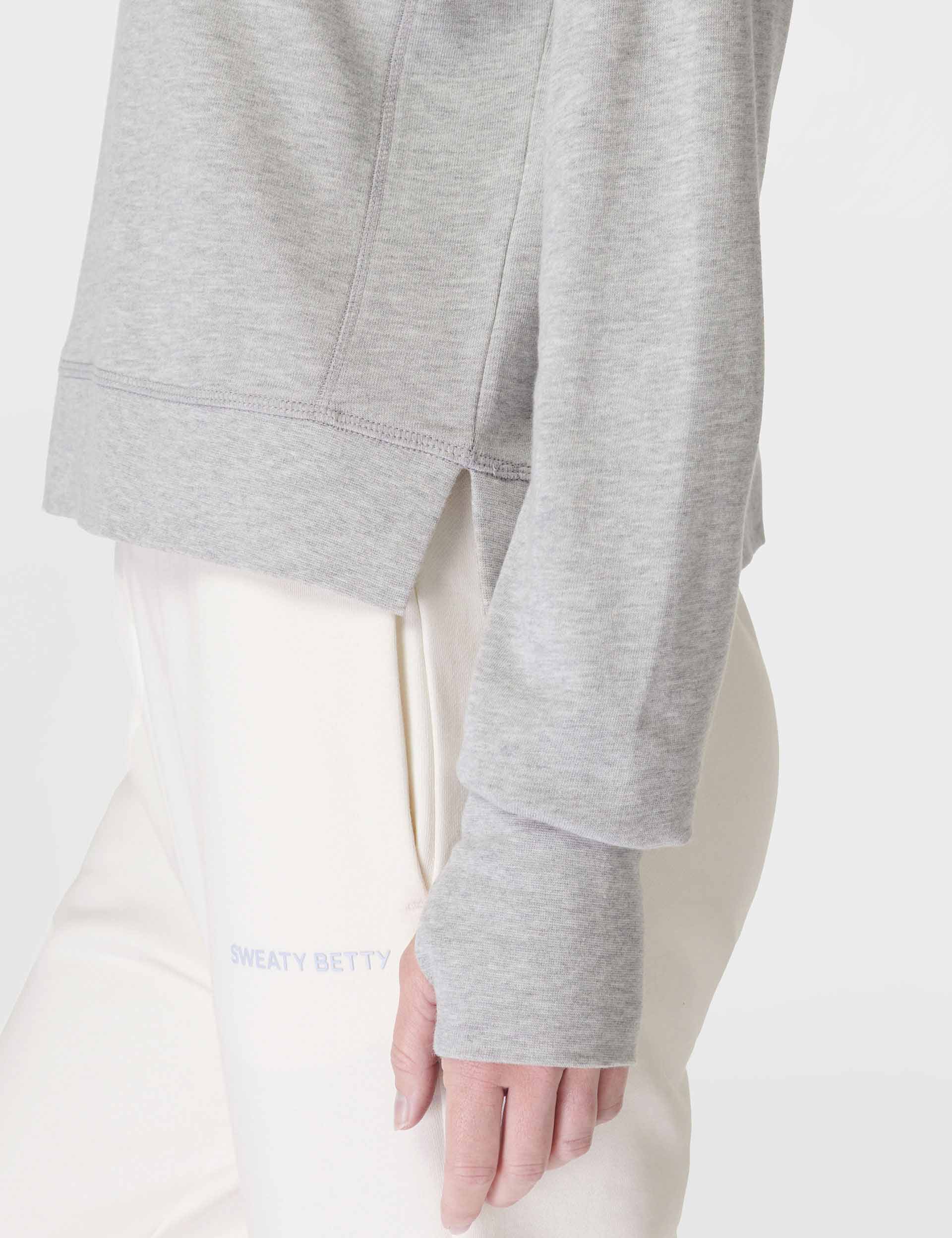 After School Crop Sweatshirt for Women - Light Grey Marl Pullover for Casual Wear, Gym, and Street Style