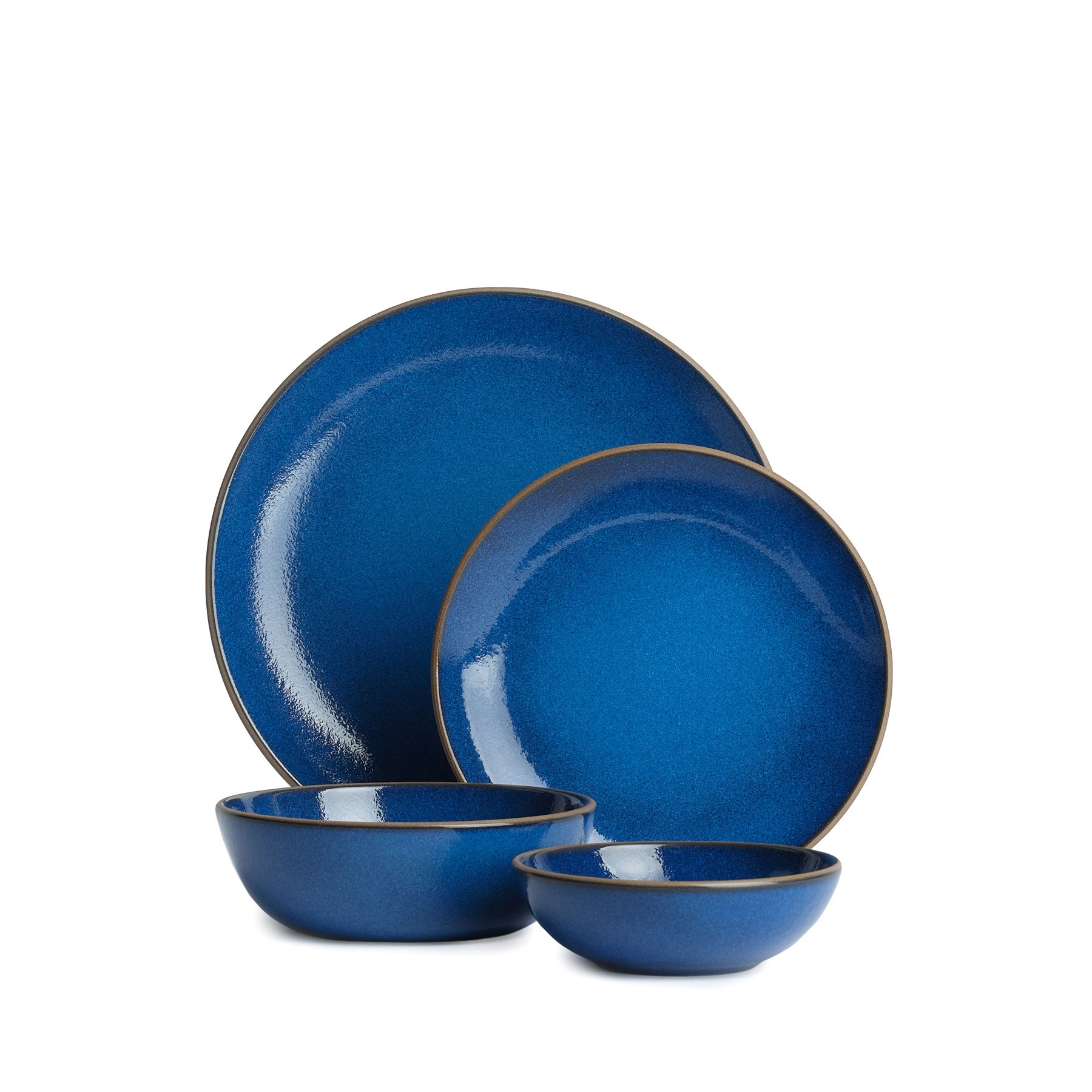 Moonstone 4-Piece Dinnerware Set - Elegant Stoneware Plates & Bowls for Everyday Dining, Dinner Parties & Home Decor