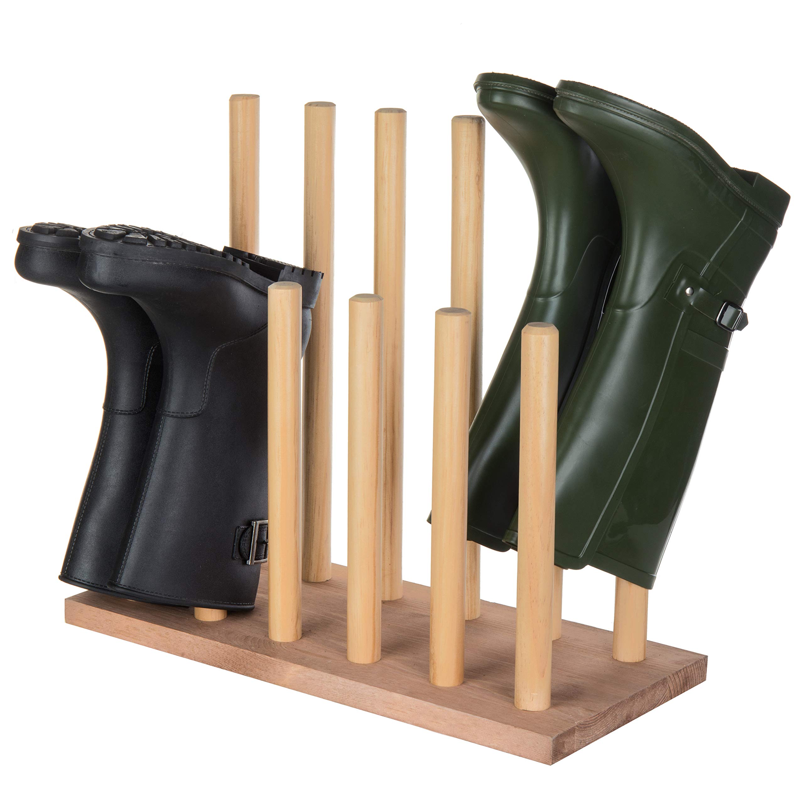 MyGift Natural Brown Solid Wood Free Standing Boot Rack Organizer - 6 Pair Storage for Cowboy Boots, Knee-High Boots, Hiking Boots, Riding Boots & Work Boots | Perfect for Entryway, Mudroom, Closet & Boot Room Organization