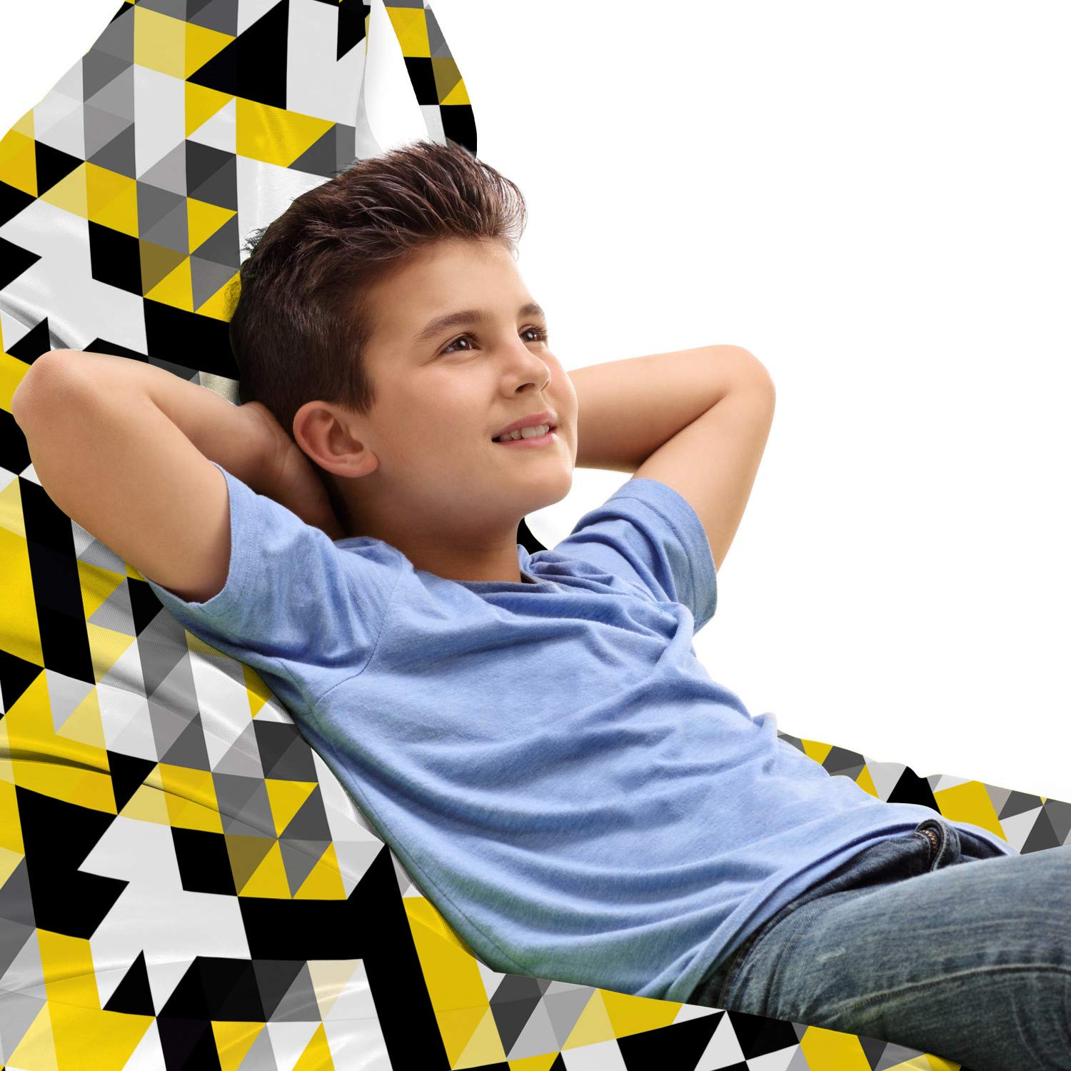 Ambesonne Geometric Lounger Chair Bag - Yellow & White, High Capacity Storage for Outdoor & Travel