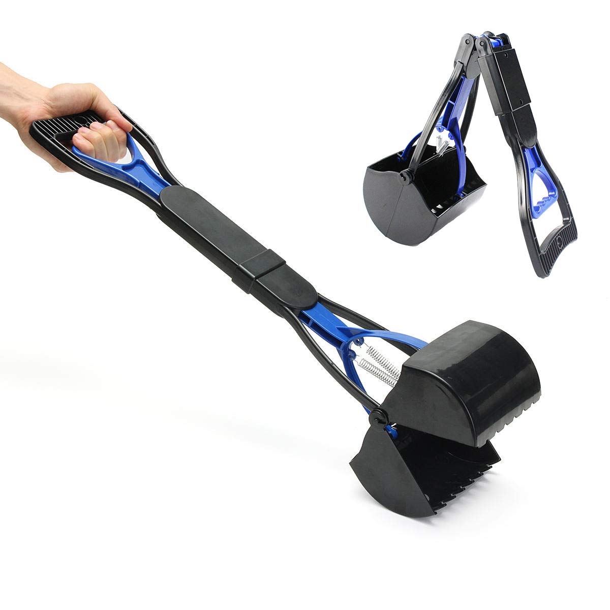 Yolispa Foldable Pet Poop Scooper with Long Handle - Jaw Design for Easy Clean Pick Up of Dog, Cat & Puppy Waste - Durable Outdoor Animal Waste Cleaner for Parks, Yards & Backyards