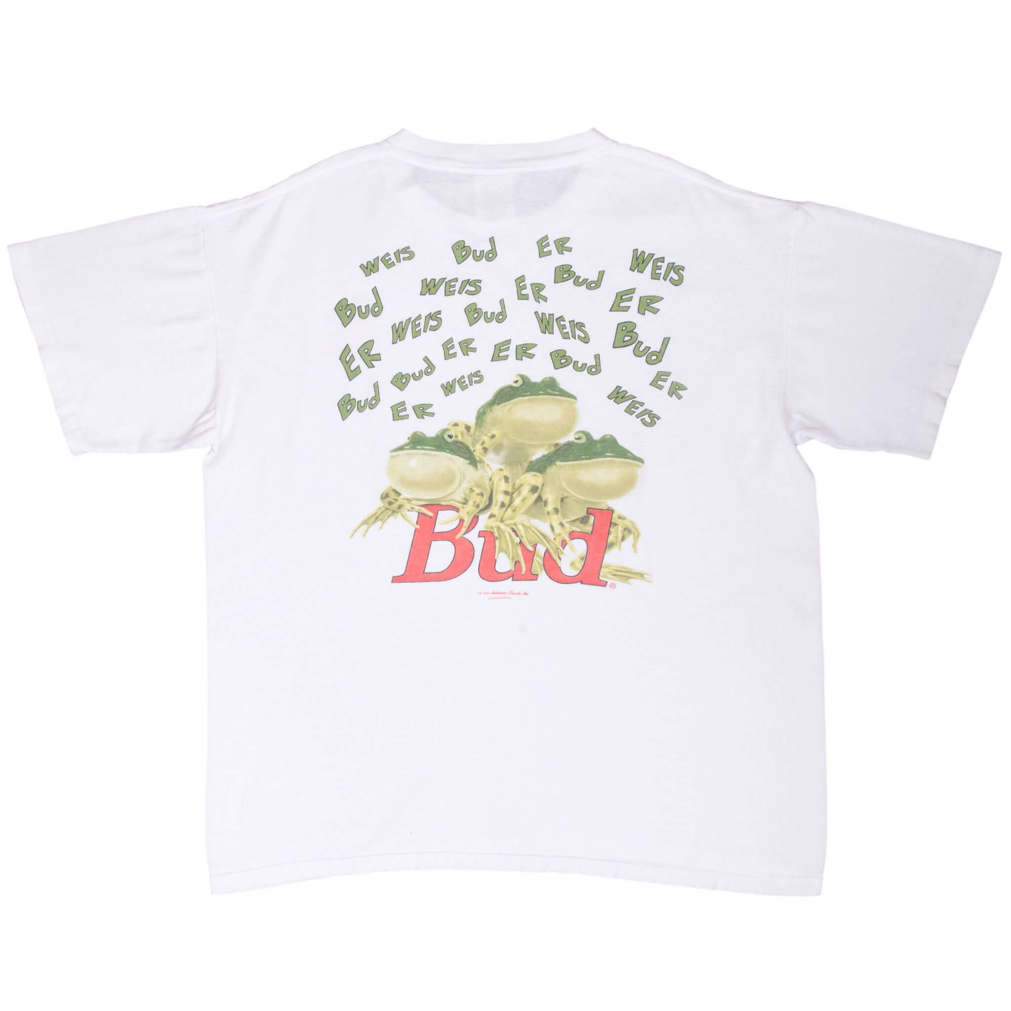 Vintage 1995 Budweiser Frog Graphic T-Shirt XL - Retro Beer Logo Tee Made in USA - Perfect for Casual Wear, Parties & Collectors