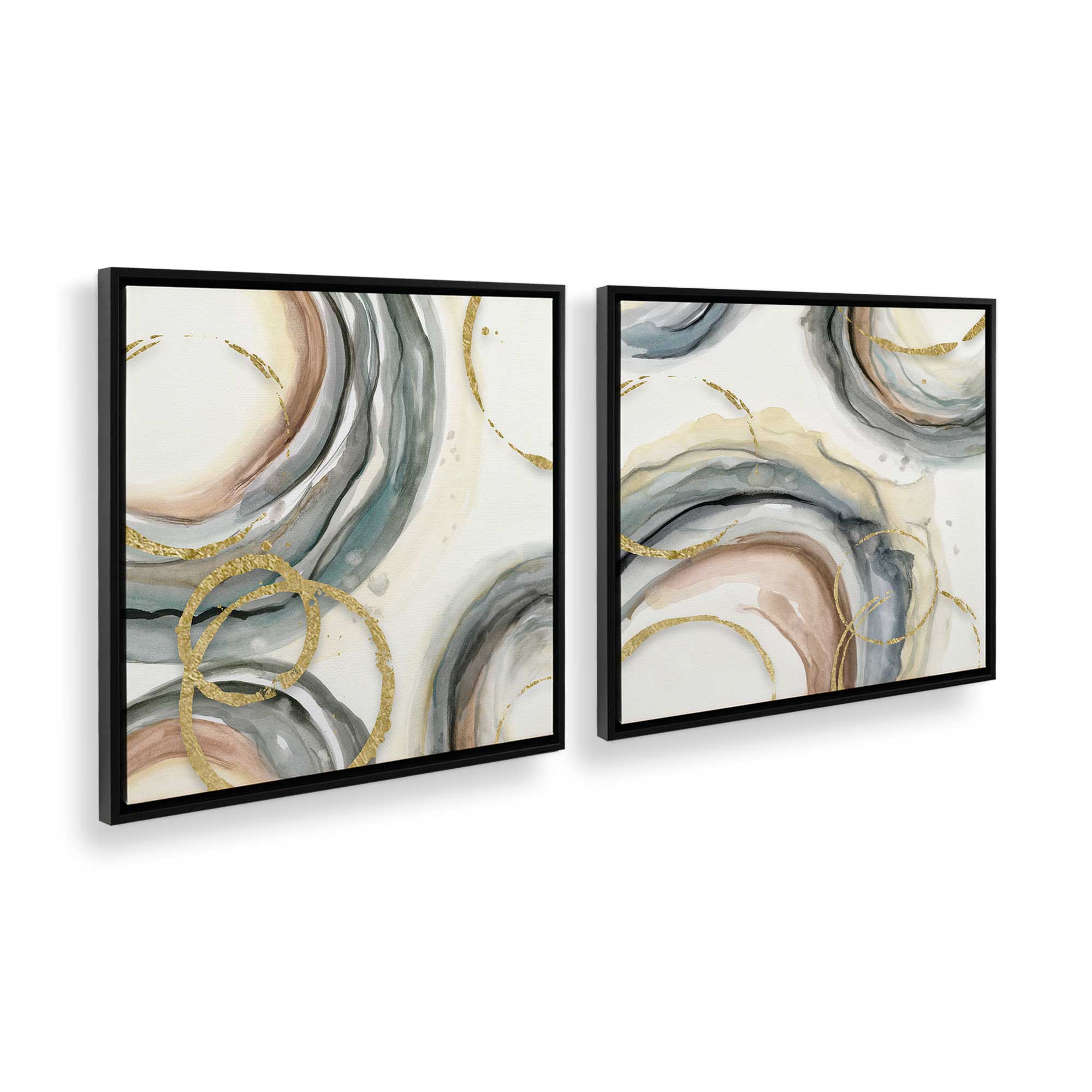 Golden Echoes Wall Art - Set of 2 Canvas Prints for Living Room & Bedroom Decor | Modern Home & Office Wall Decorations