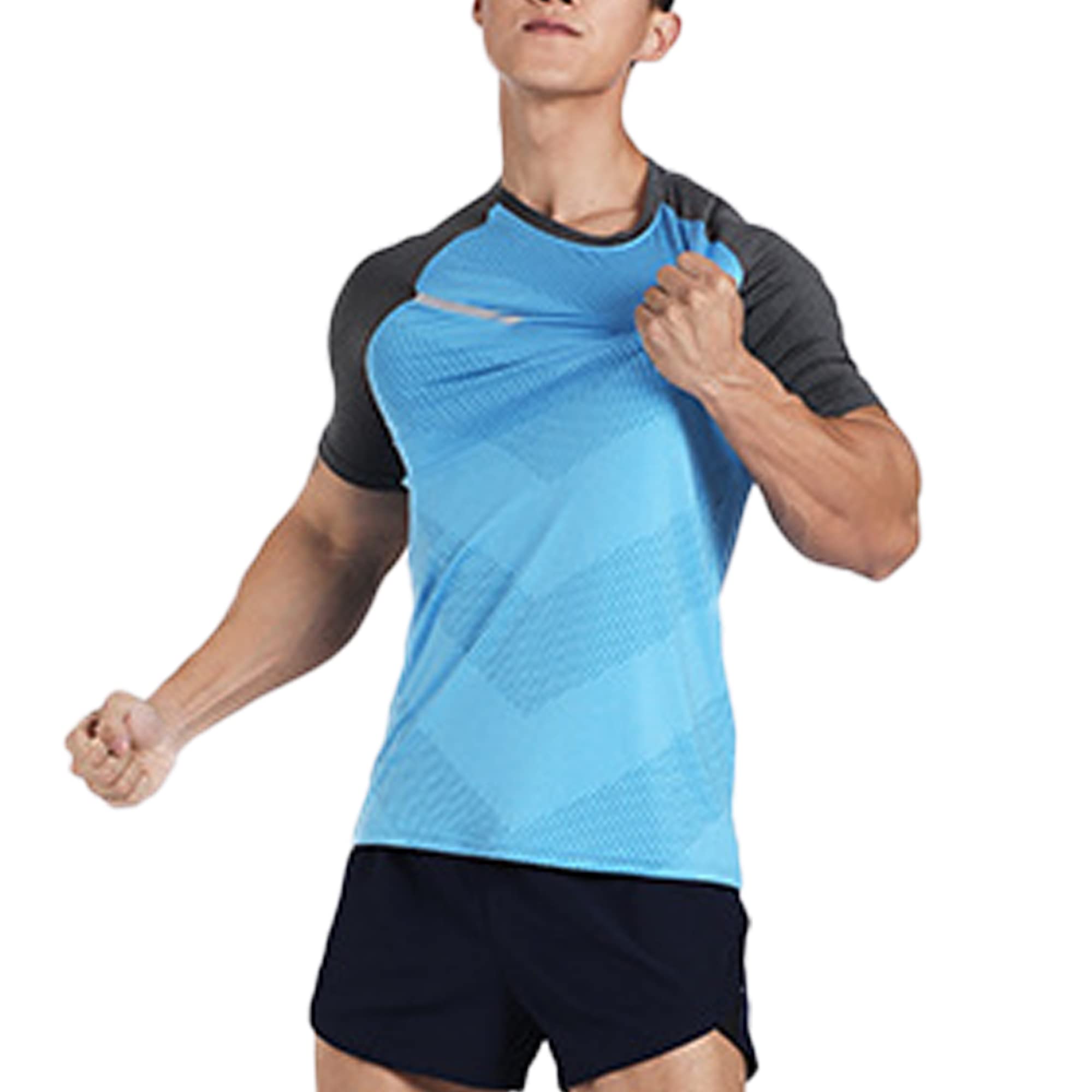 Men's Workout Shirts - Short Sleeve Moisture Wicking Slim Fit T-Shirts for Gym & Running | Breathable Crew Neck Activewear for Men