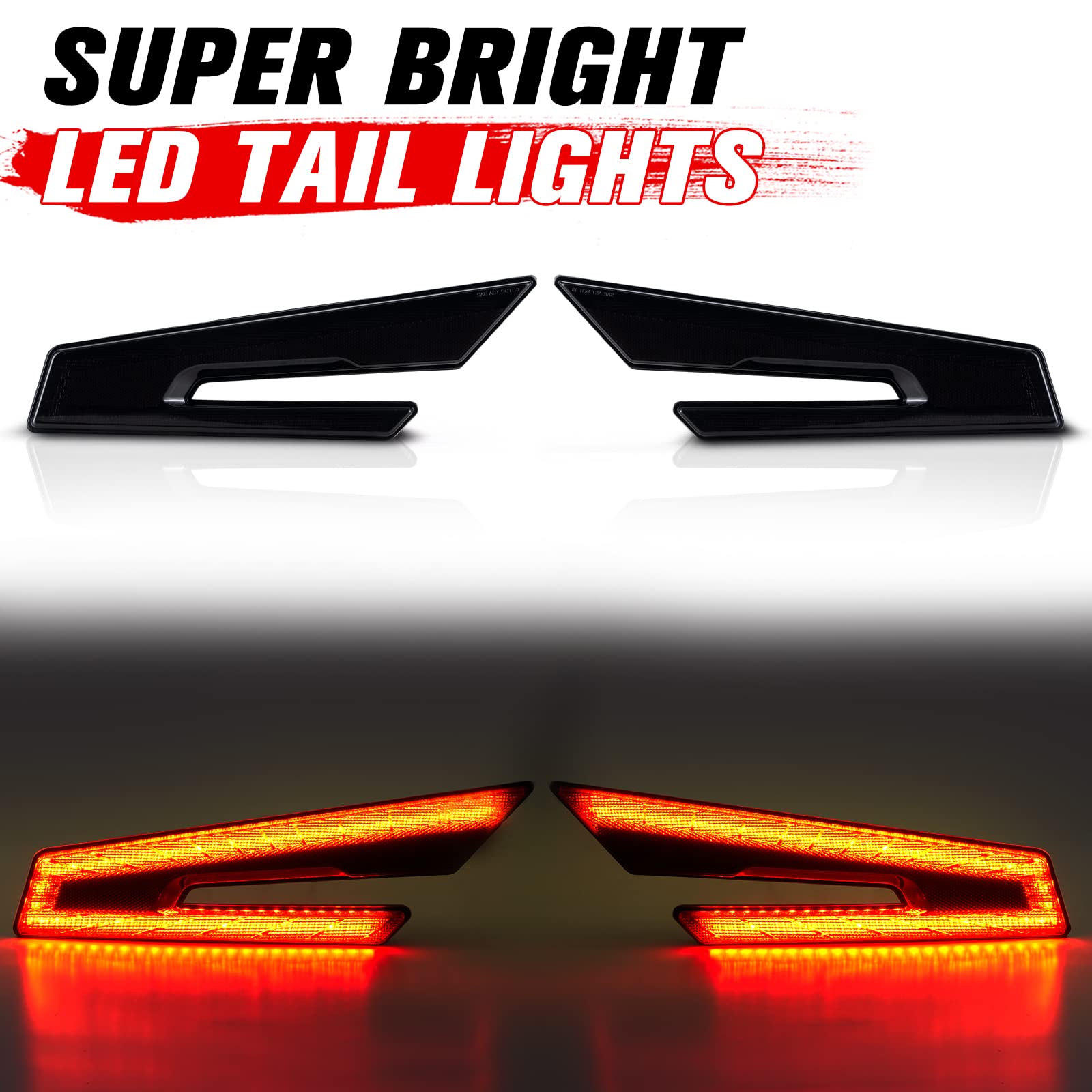 Polaris RZR PRO XP/XP4 & PRO R LED Tail Lights & Rear Side Marker Lights Kit - Smoked Brake Stop Signal Position Lamps (2020-2024 Models) - Perfect for Off-Roading, Night Driving & Enhanced Vehicle Visibility - Set of 2