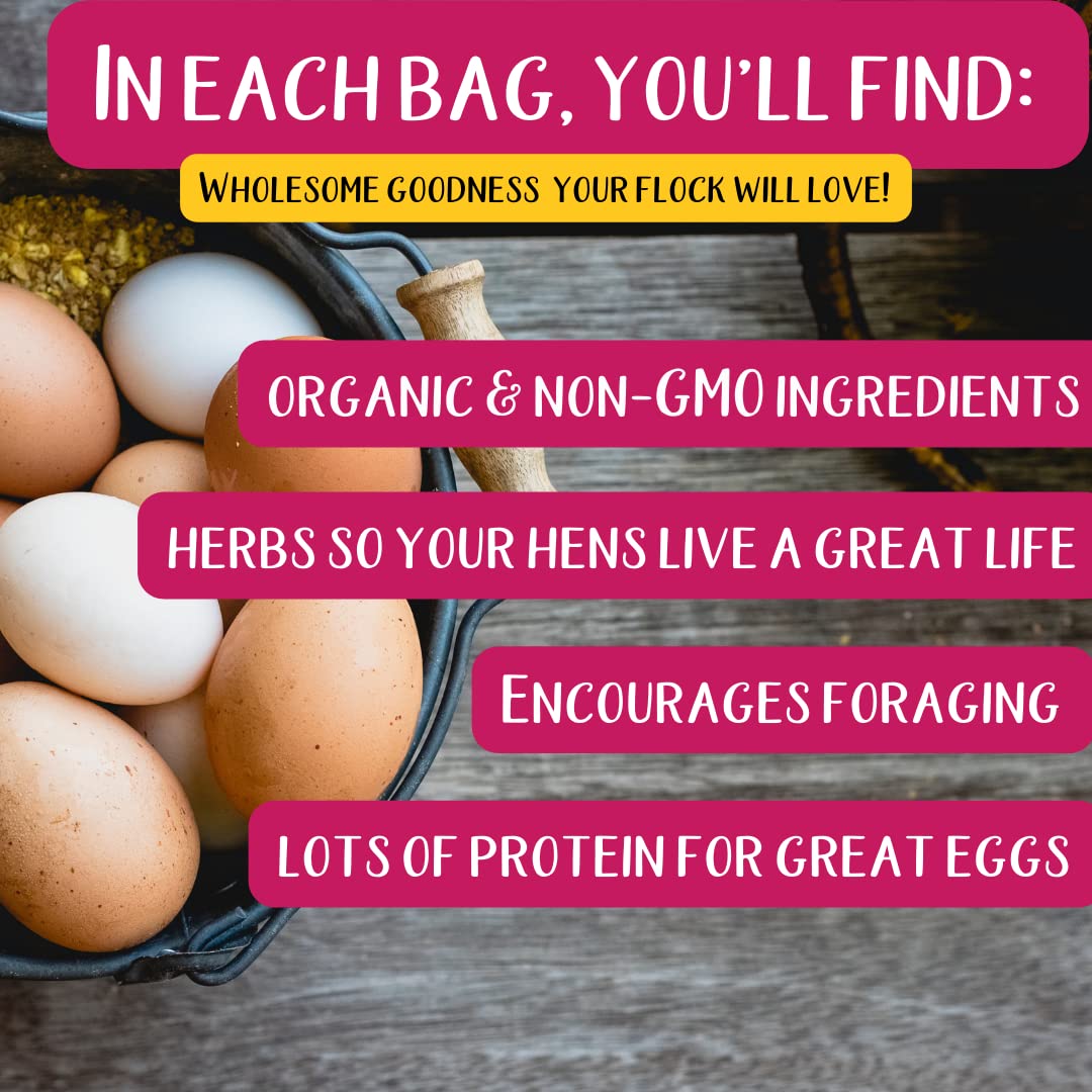 Premium All-Natural Chicken Feed for Laying Hens - High Protein & Calcium Backyard Chicken Scratch Treat - Pampered Chicken Mama Grower Feed Supplies (10lb) - Ideal for Organic Egg Production & Healthy Poultry Nutrition
