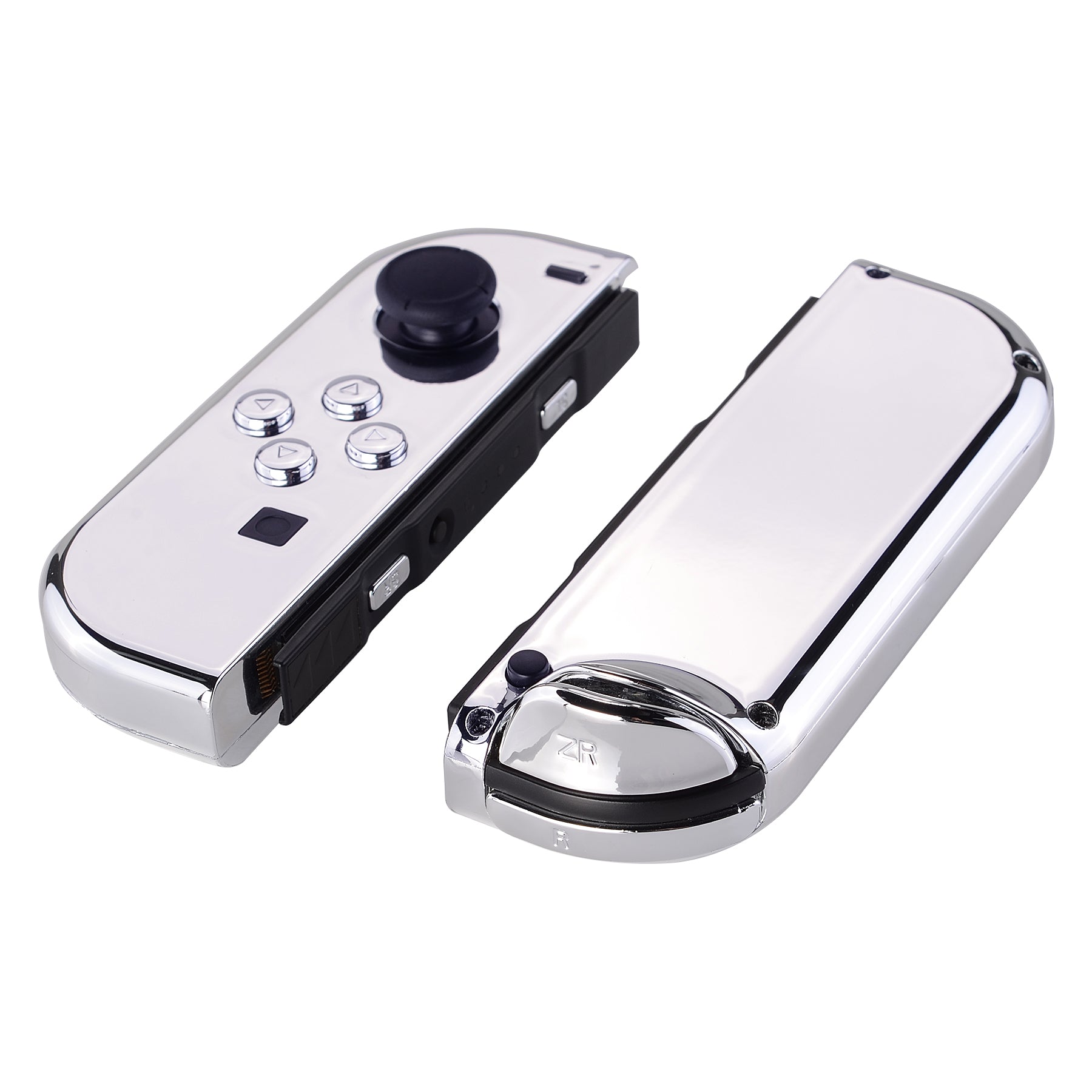 eXtremeRate Chrome Silver JoyCon Replacement Shell for Nintendo Switch & OLED - DIY Controller Housing with Full Button Set (Console Not Included) - Perfect for Gaming, Customization, and Repair