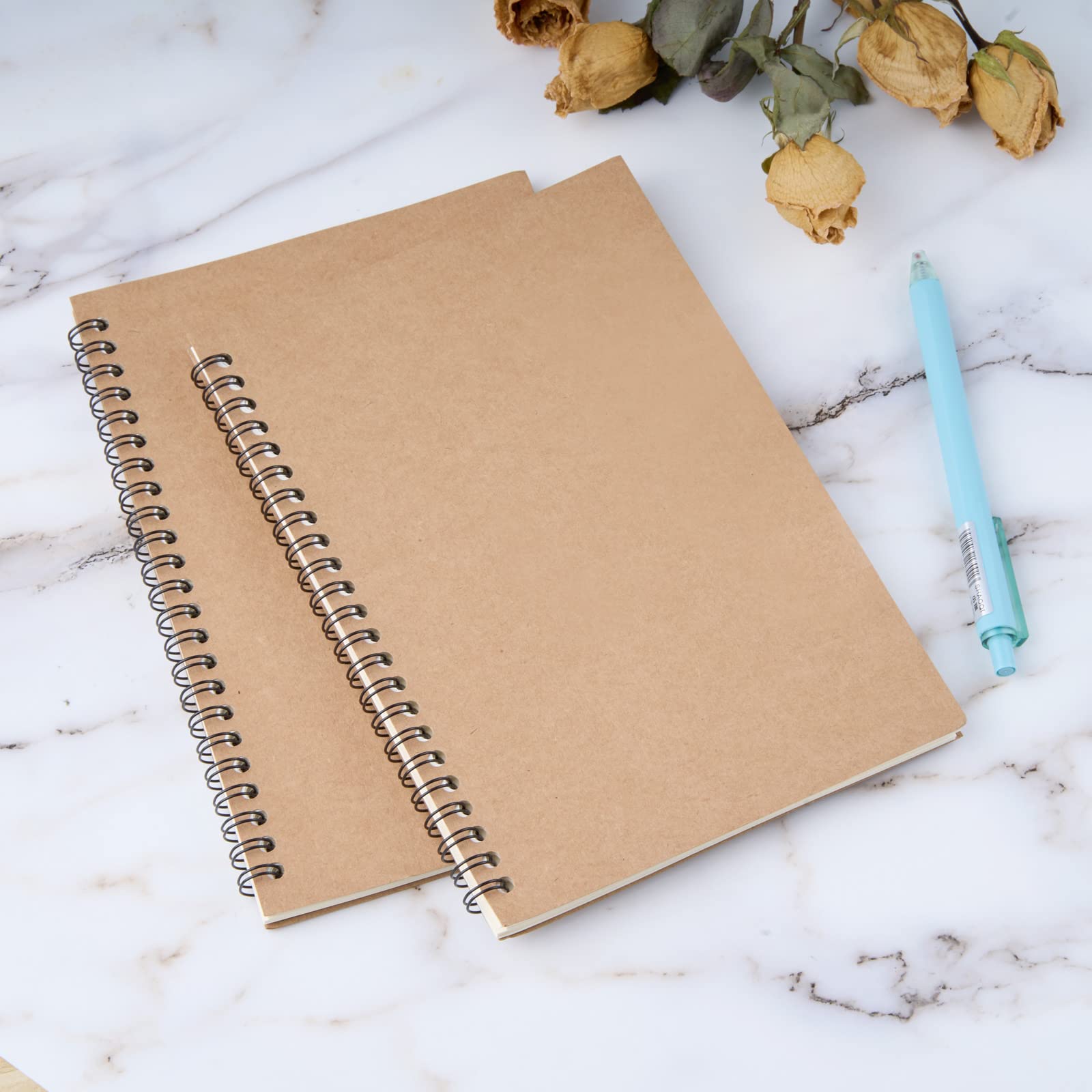 48 Pack A5 Spiral Notebooks - College Ruled, Hardcover Kraft Cover, 100 Pages, 8.3