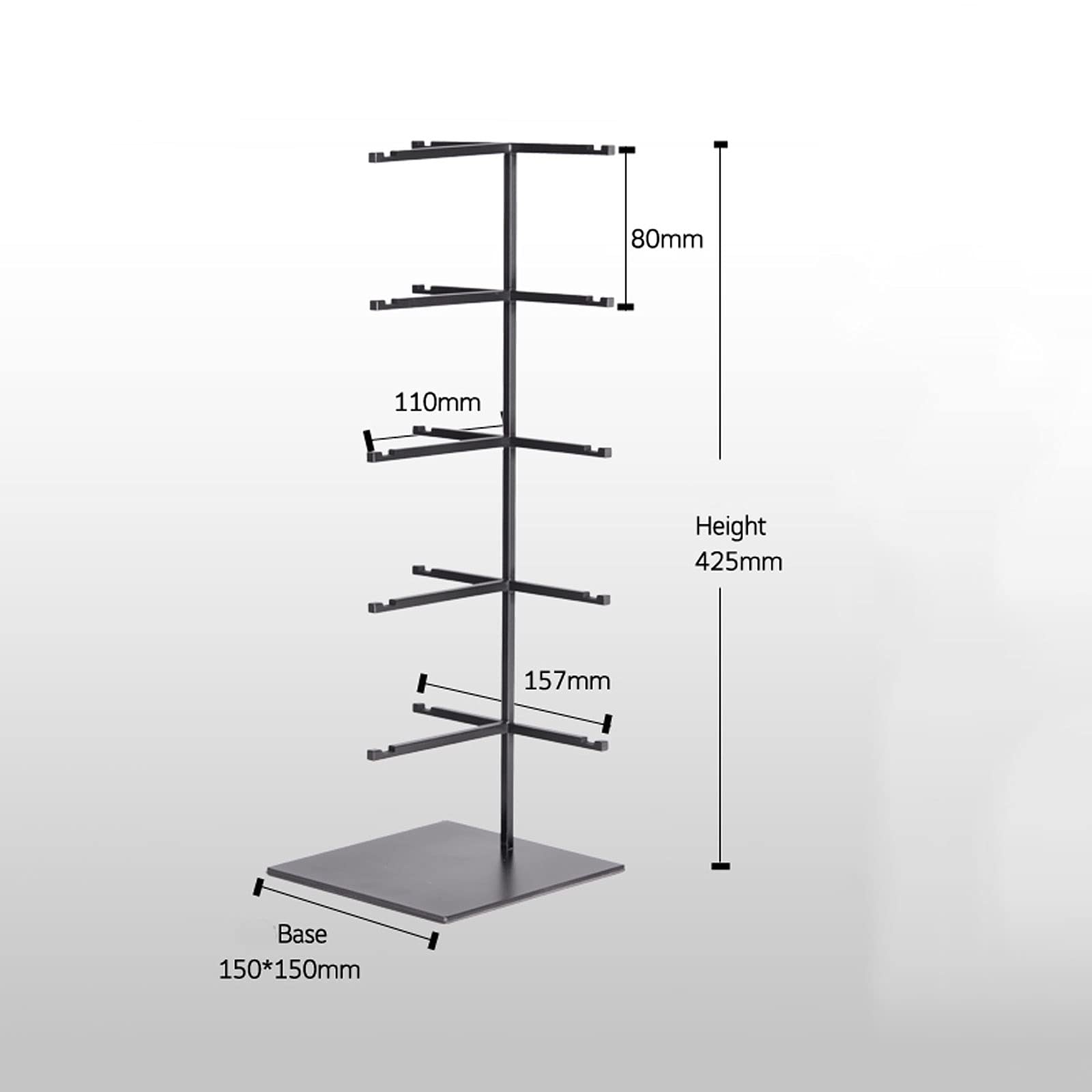 Black Metal 4/5-Tier Eyeglass Display Stand for Sunglasses & Spectacles - Large Size Eyewear Organizer Rack with Tabletop Base - Perfect for Retail Stores, Optical Shops & Home Organization