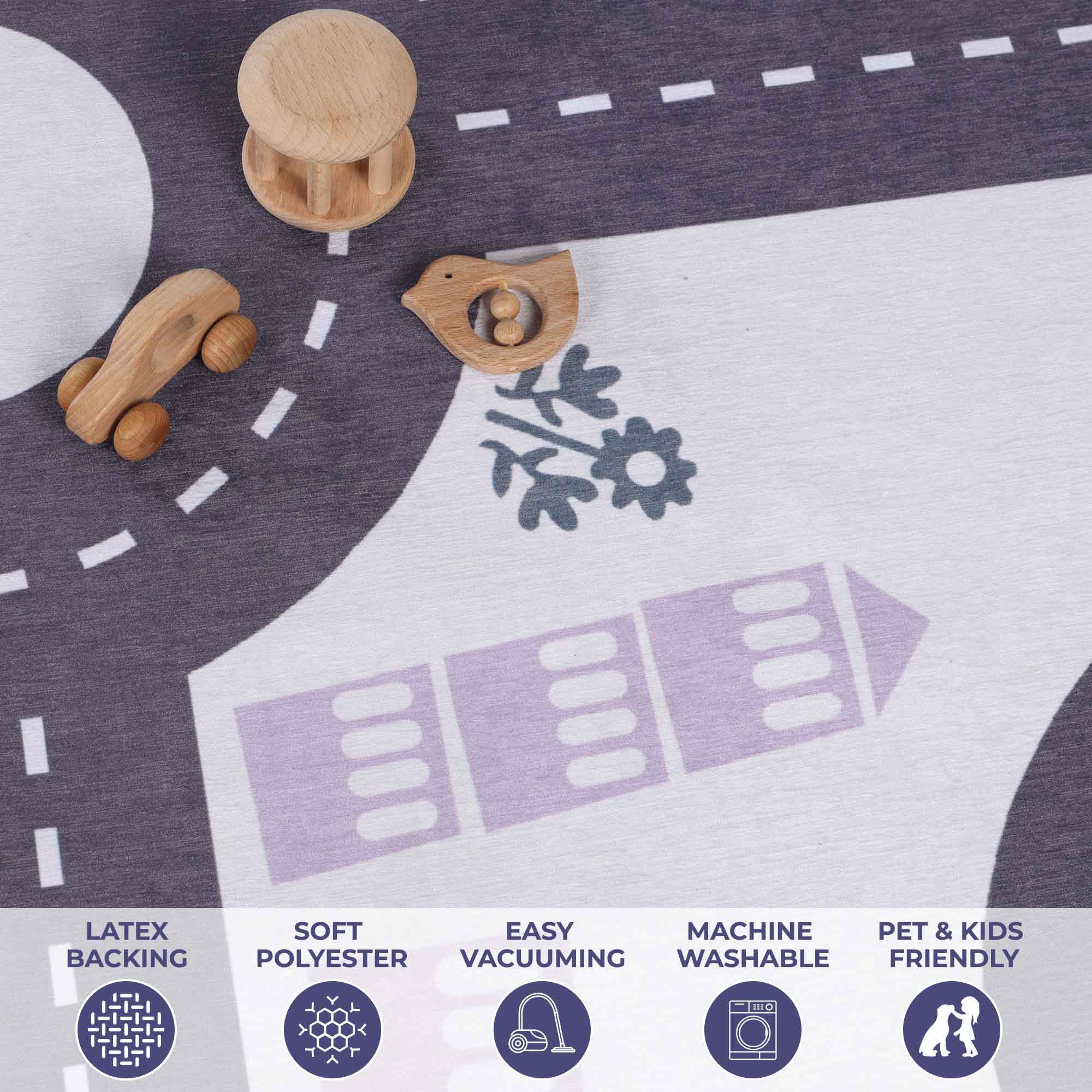 Non-Slip Kids Playroom Rug - Washable Nursery Carpet for Indoor Play Areas | Safe & Soft Floor Mat for Toddlers & Children's Rooms