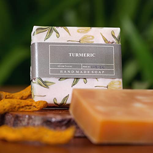 Organic Turmeric Handmade Soap for Glowing Skin - Natural Anti-Aging & Brightening Face & Body Cleanser by Saka Organics | Perfect for Daily Skincare Routine, Acne Treatment & Sensitive Skin Care