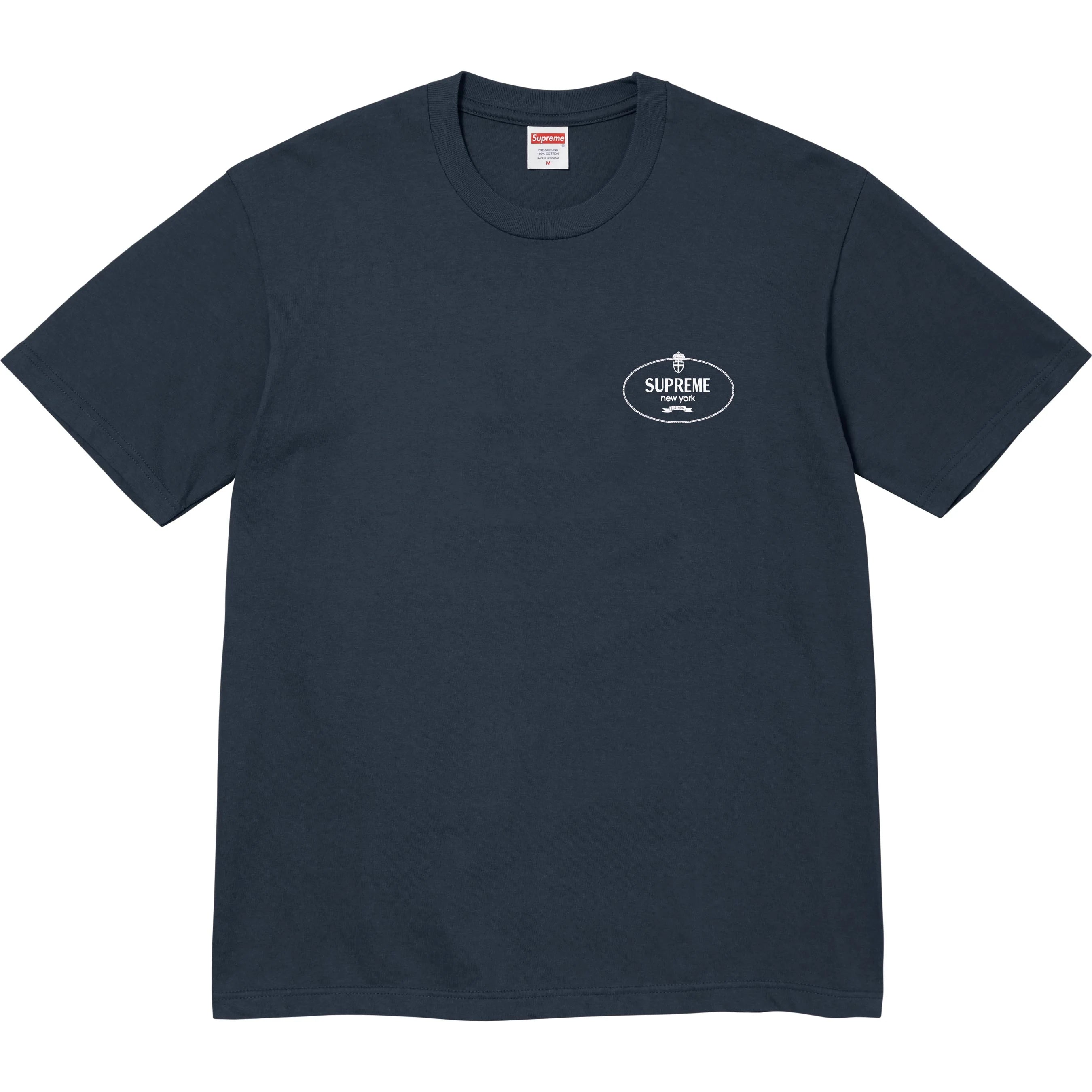Supreme Logo Crest T-Shirt for Men - Navy Blue Cotton Streetwear Tee - Perfect for Casual Wear, Street Style & Everyday Outfits