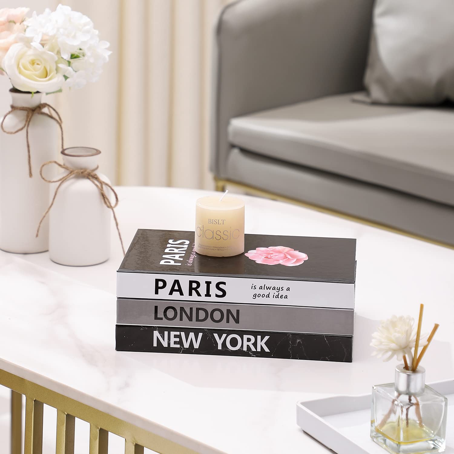 Faux Books Decor Set - 3 Pcs Coffee Table Books for Living Room Shelf & Home Decor (Pink) - Perfect for Stylish Interior Design