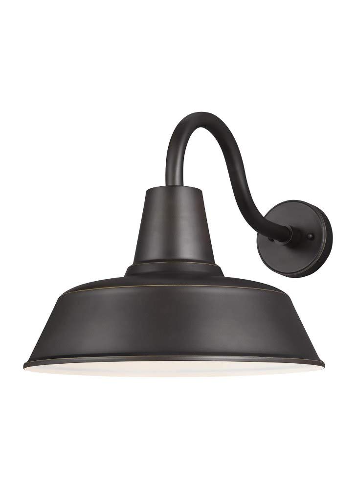 Sea Gull Generation Lighting 1-Light Bronze Gooseneck Outdoor Wall Lamp - Dark Sky Approved Barn Light Fixture for Farmhouse Decor, Dimmable & LED Compatible - Perfect for Porch, Garage & Exterior Wall Lighting (Model 8837401-71)