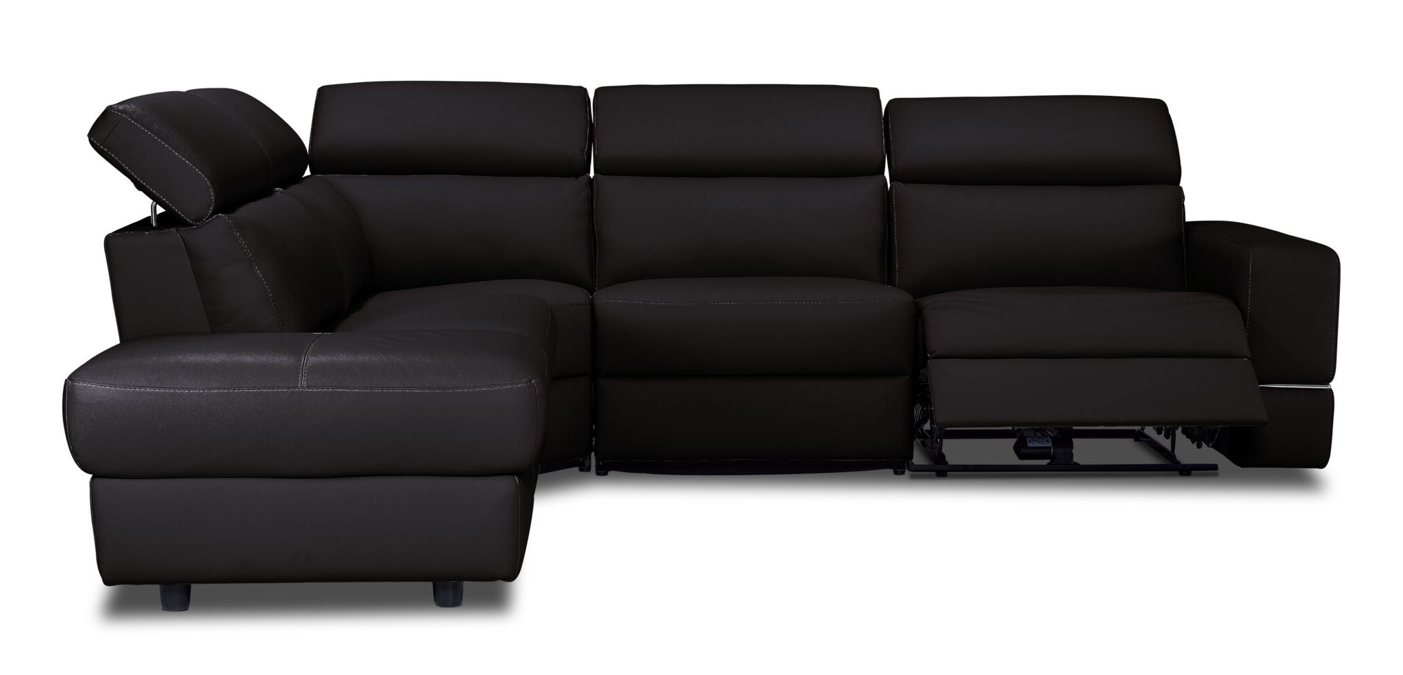 Bianca 3-Piece Power Reclining Sectional Sofa with Left-Facing Chaise in Chocolate Brown - Perfect for Living Room, Home Theater & Family Gatherings