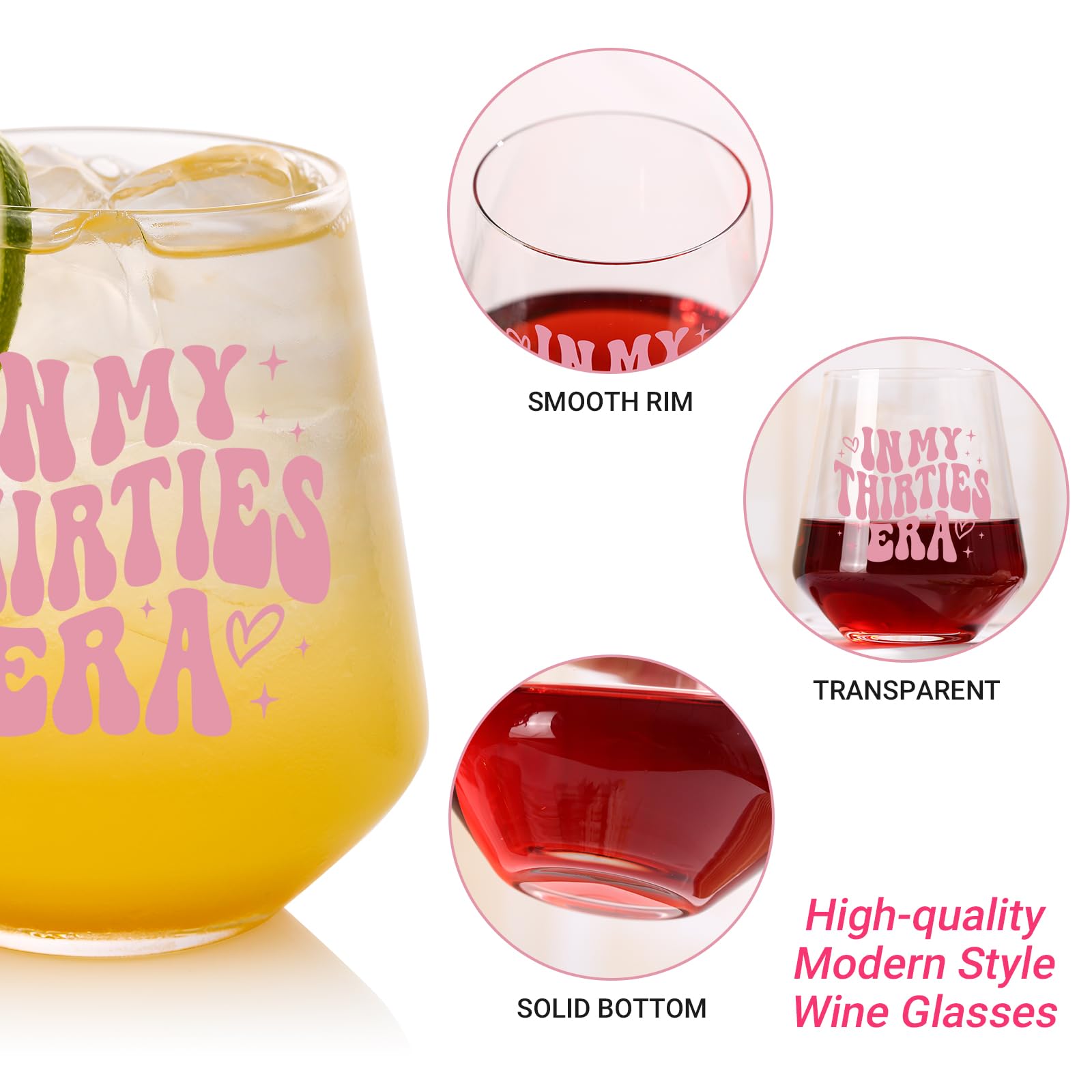 30th Birthday Gifts For Women - In My 30s Era Wine Glass (18oz) | Perfect 30 Year Old Present for Sister, Daughter, Mom & Best Friend | Elegant Birthday Party Decorations | Great for Celebrations, Toasts & Home Decor