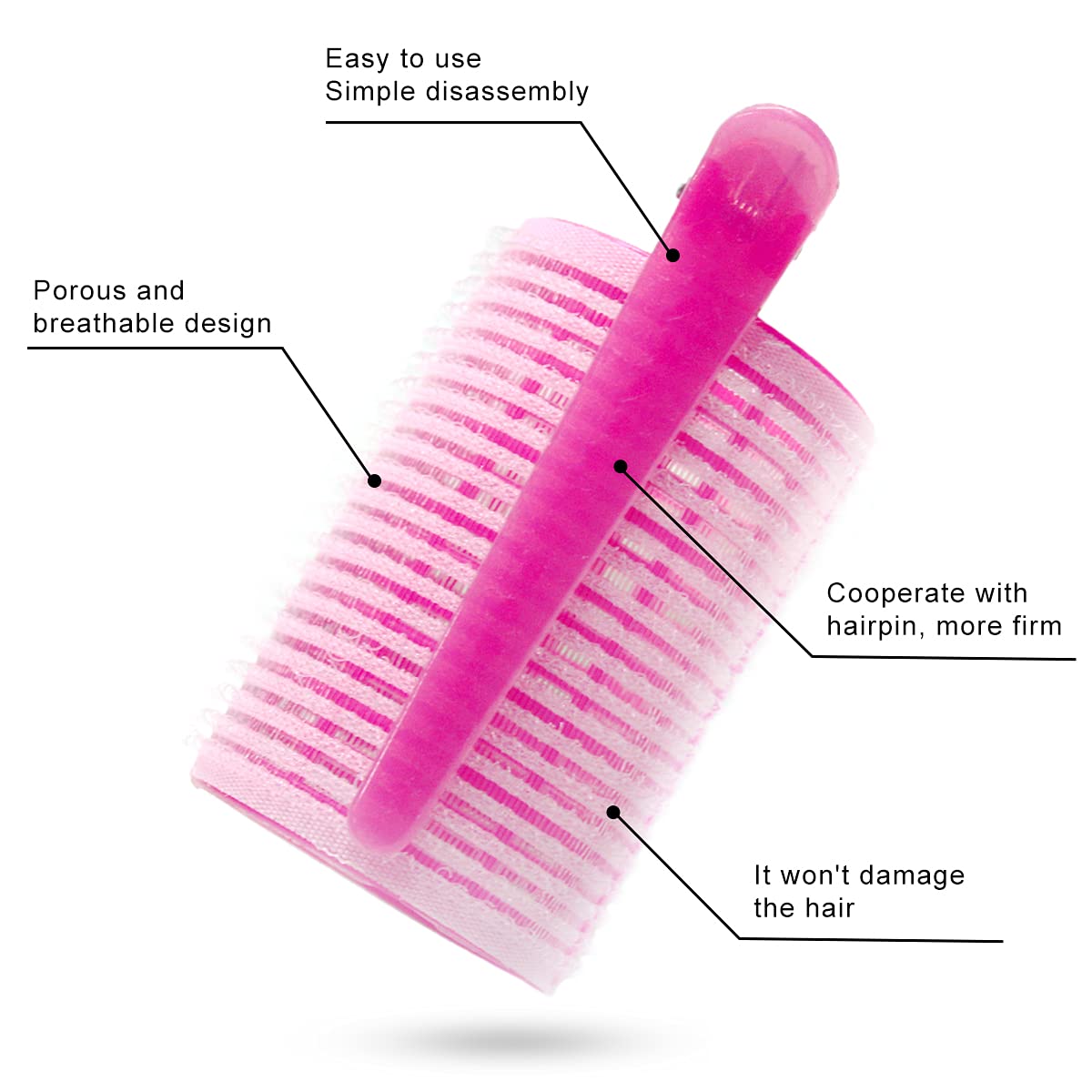 34-Piece Hair Rollers Set with 24 Self-Grip Curlers (18mm-40mm) & 10 Duckbill Clips - Professional Hair Styling Tools for Men, Women & Kids - Perfect for Salon, Home Use & DIY Hairstyles