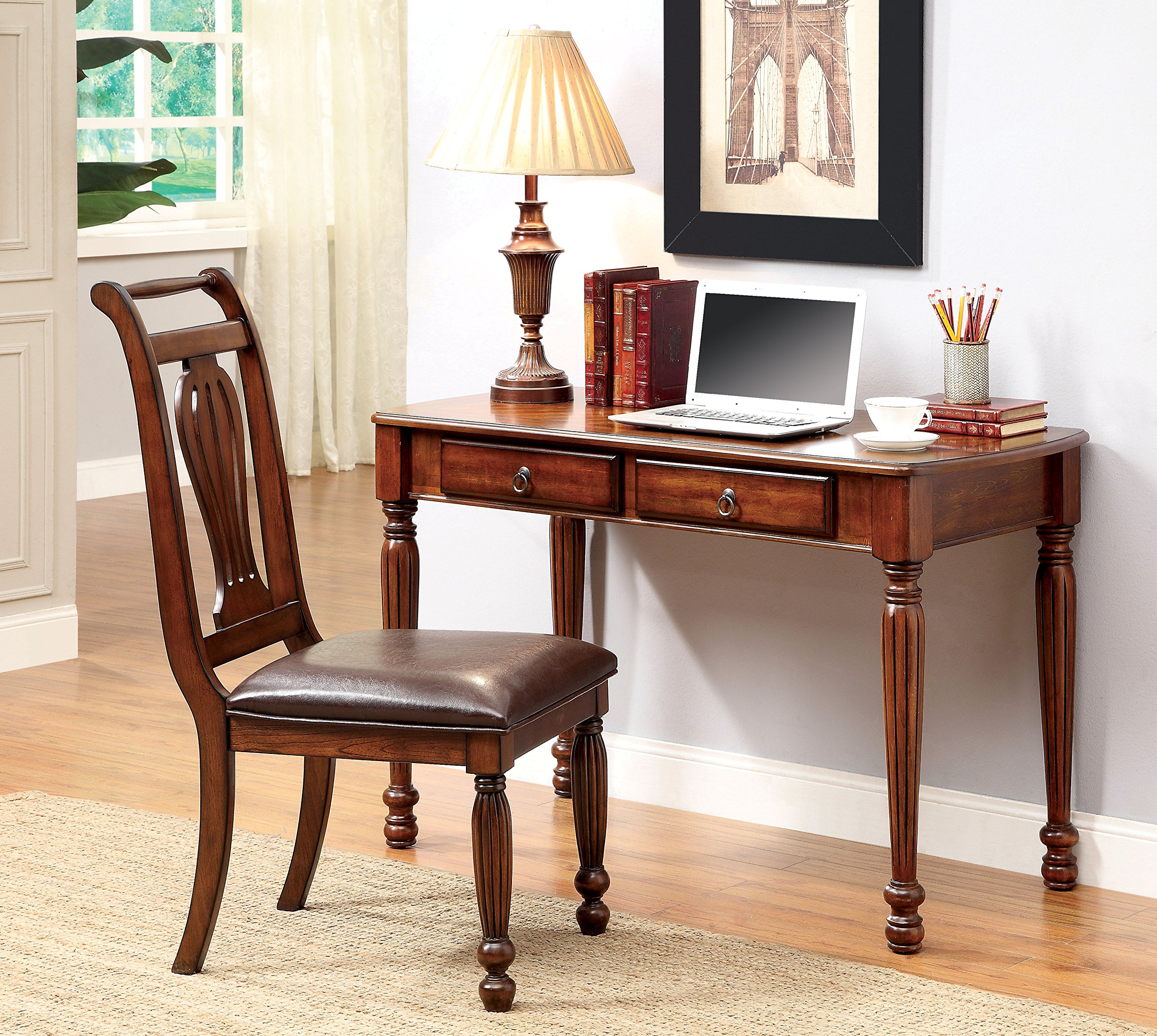 Furniture of America Aldous Modern Computer Desk and Chair Set - Home Office, Gaming, Study & Workspace Solution