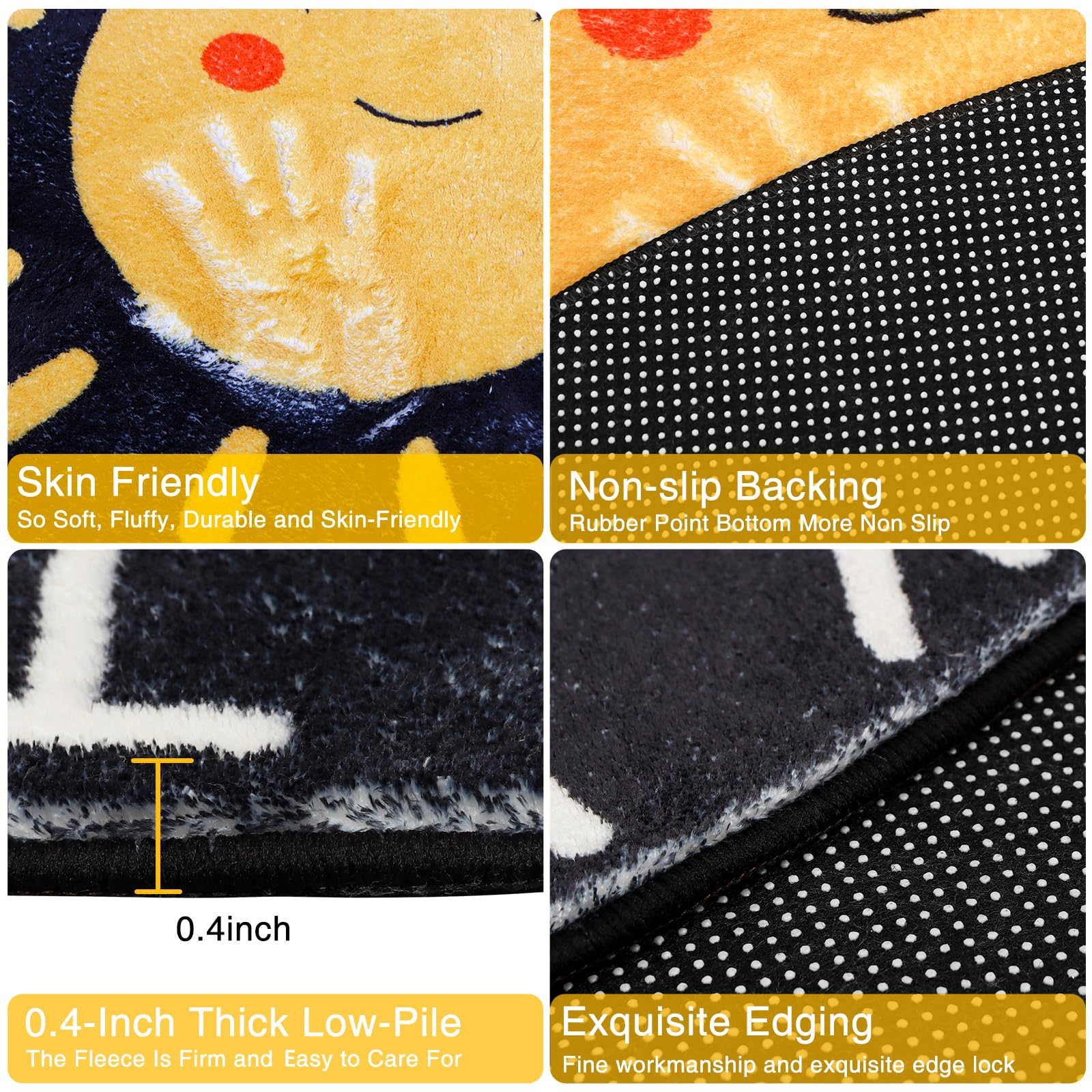 AKASISRUG Solar System Educational Rug for Kids - 5.2 FT Round Washable ABC Learning Carpet for Nursery & Playroom - Perfect for Space-Themed Bedrooms and Toddler Play Areas