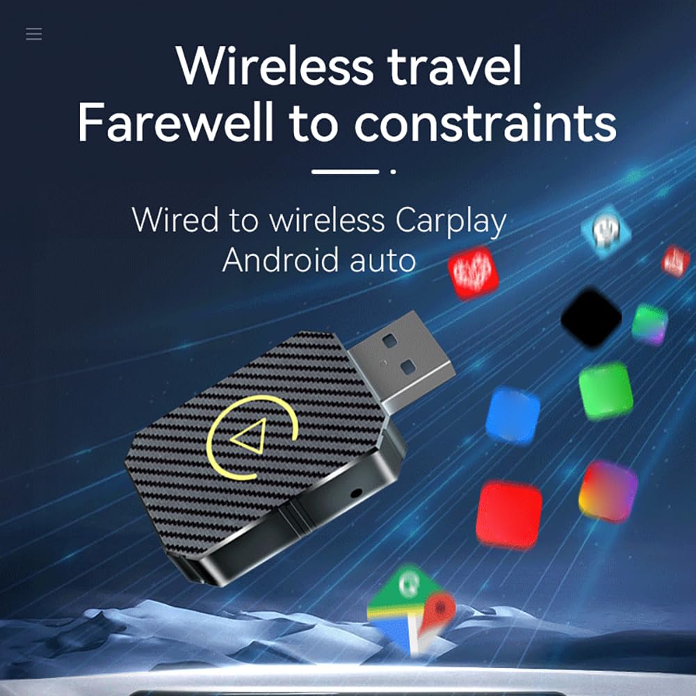 Wireless CarPlay & Android Auto Adapter - Mini USB Plug & Play Converter for iPhone iOS 10+/Android 11+ - Seamless Wired to Wireless Upgrade (Black) | Perfect for Commuting, Road Trips & Hands-Free Driving